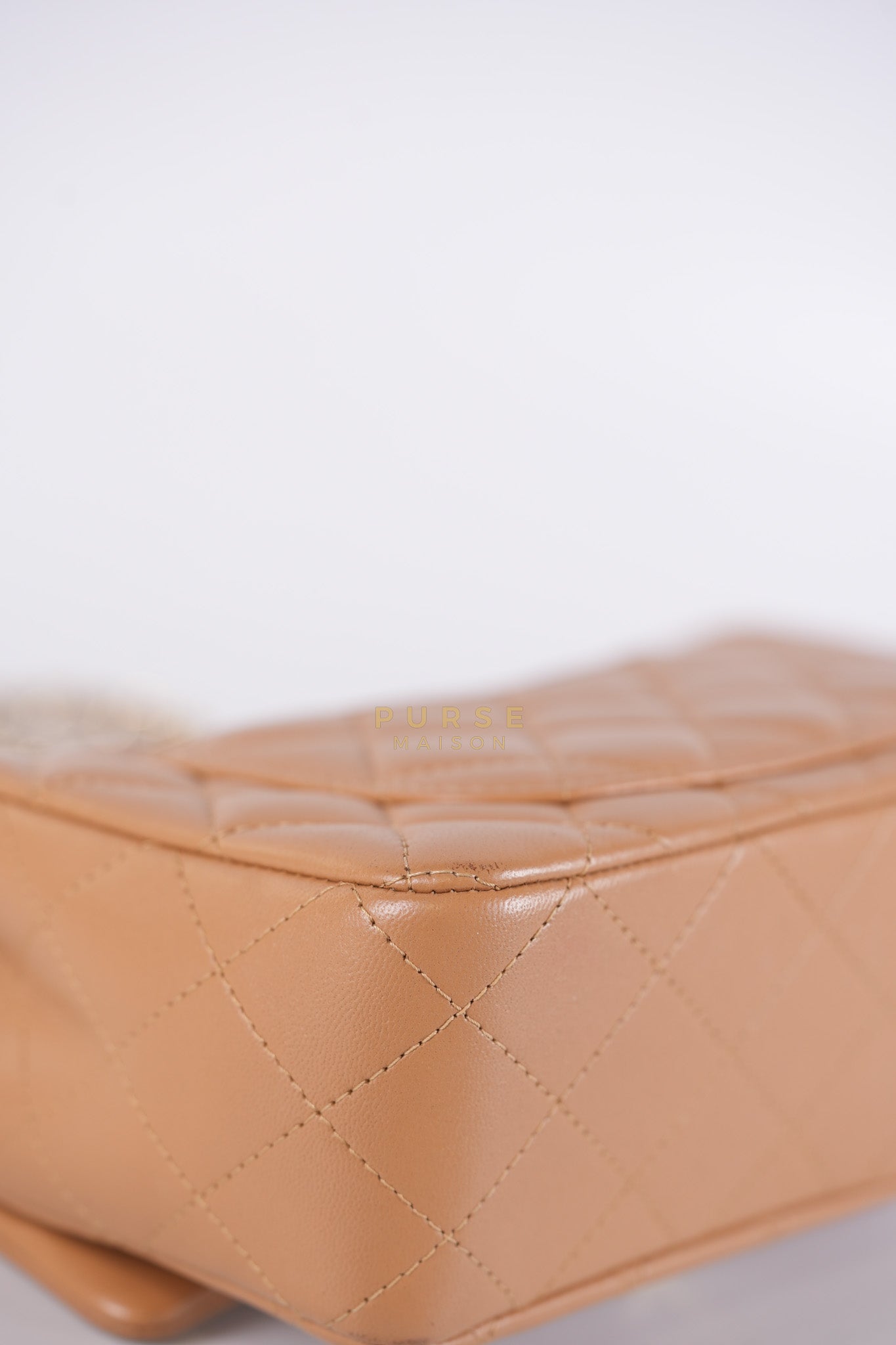 Mini Rectangle Top Handle in Caramel Lambskin Gold Hardware (Microchip) | Purse Maison Luxury Bags Shop