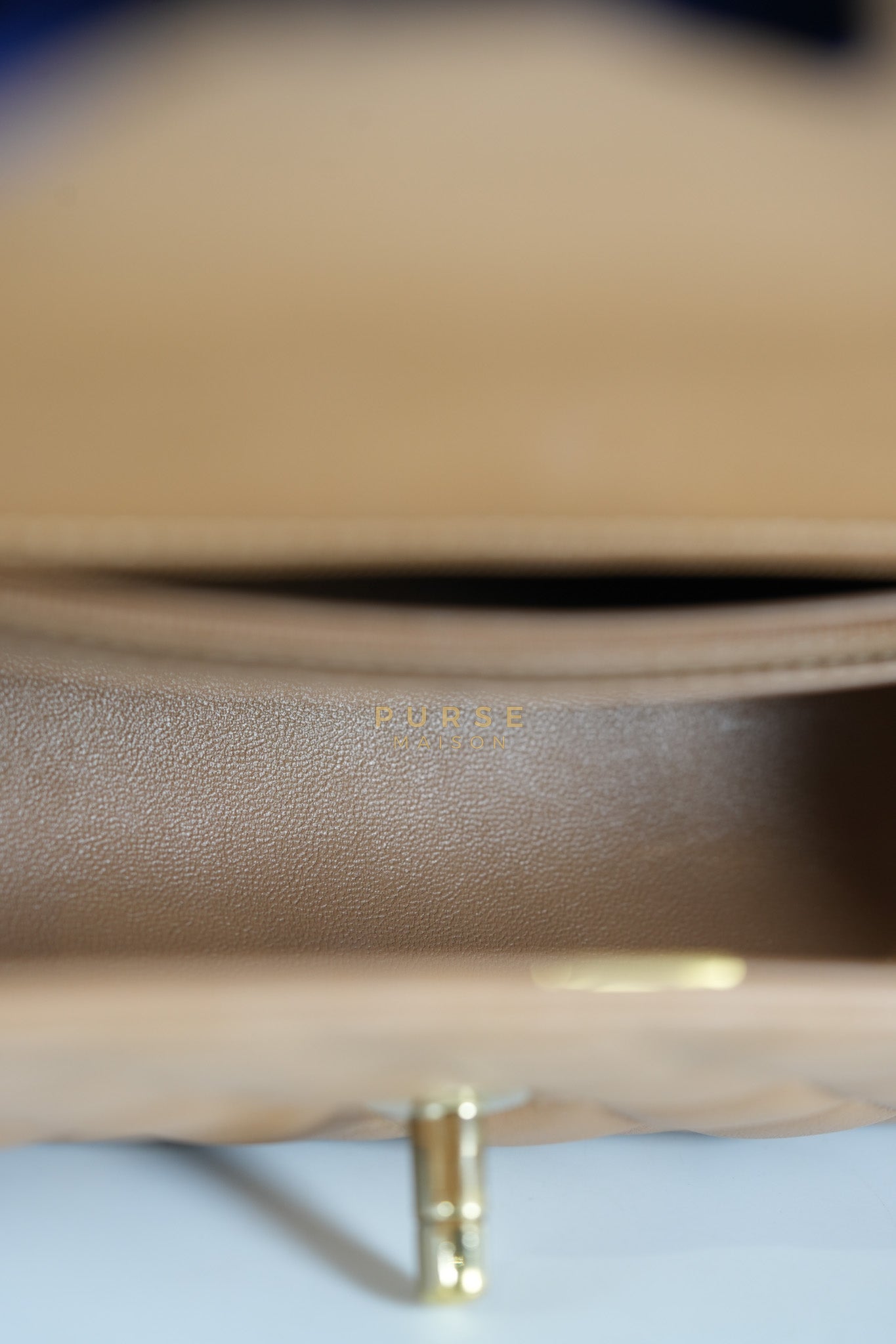 Mini Rectangle Top Handle in Caramel Lambskin Gold Hardware (Microchip) | Purse Maison Luxury Bags Shop