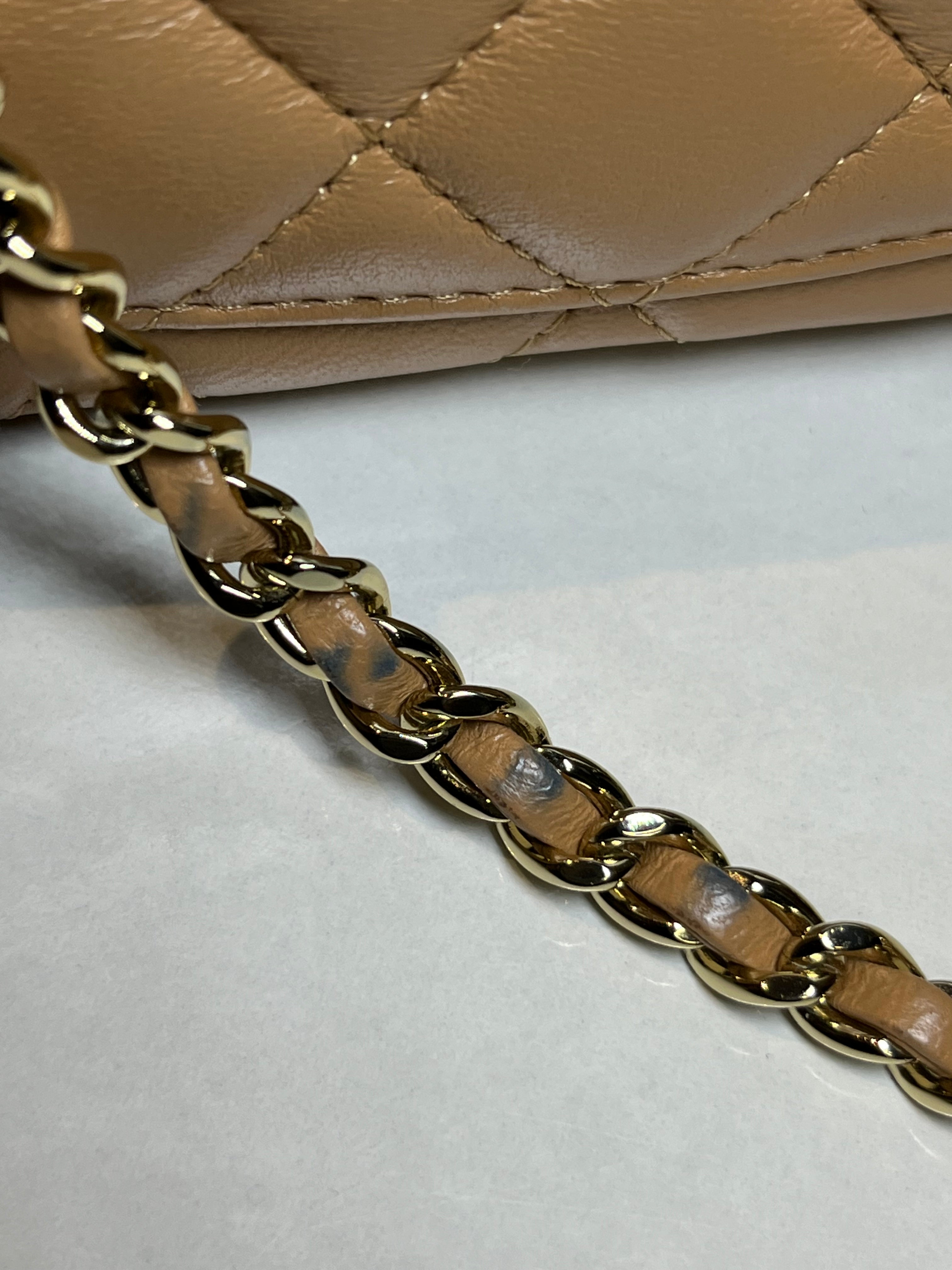 Mini Rectangle Top Handle in Caramel Lambskin Gold Hardware (Microchip) | Purse Maison Luxury Bags Shop