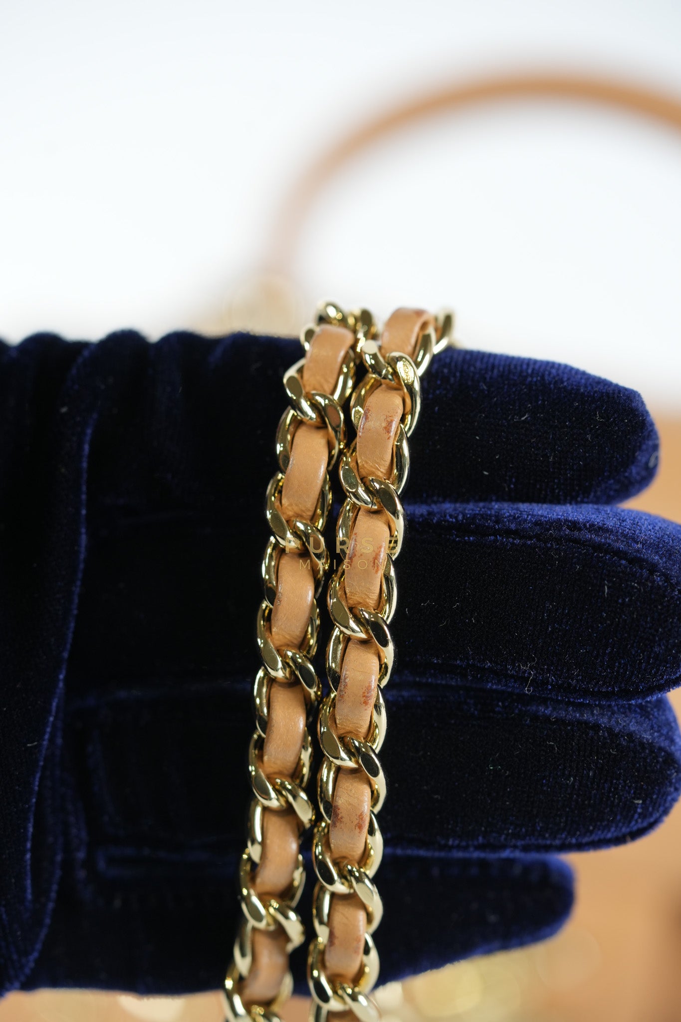 Mini Rectangle Top Handle in Caramel Lambskin Gold Hardware (Microchip) | Purse Maison Luxury Bags Shop