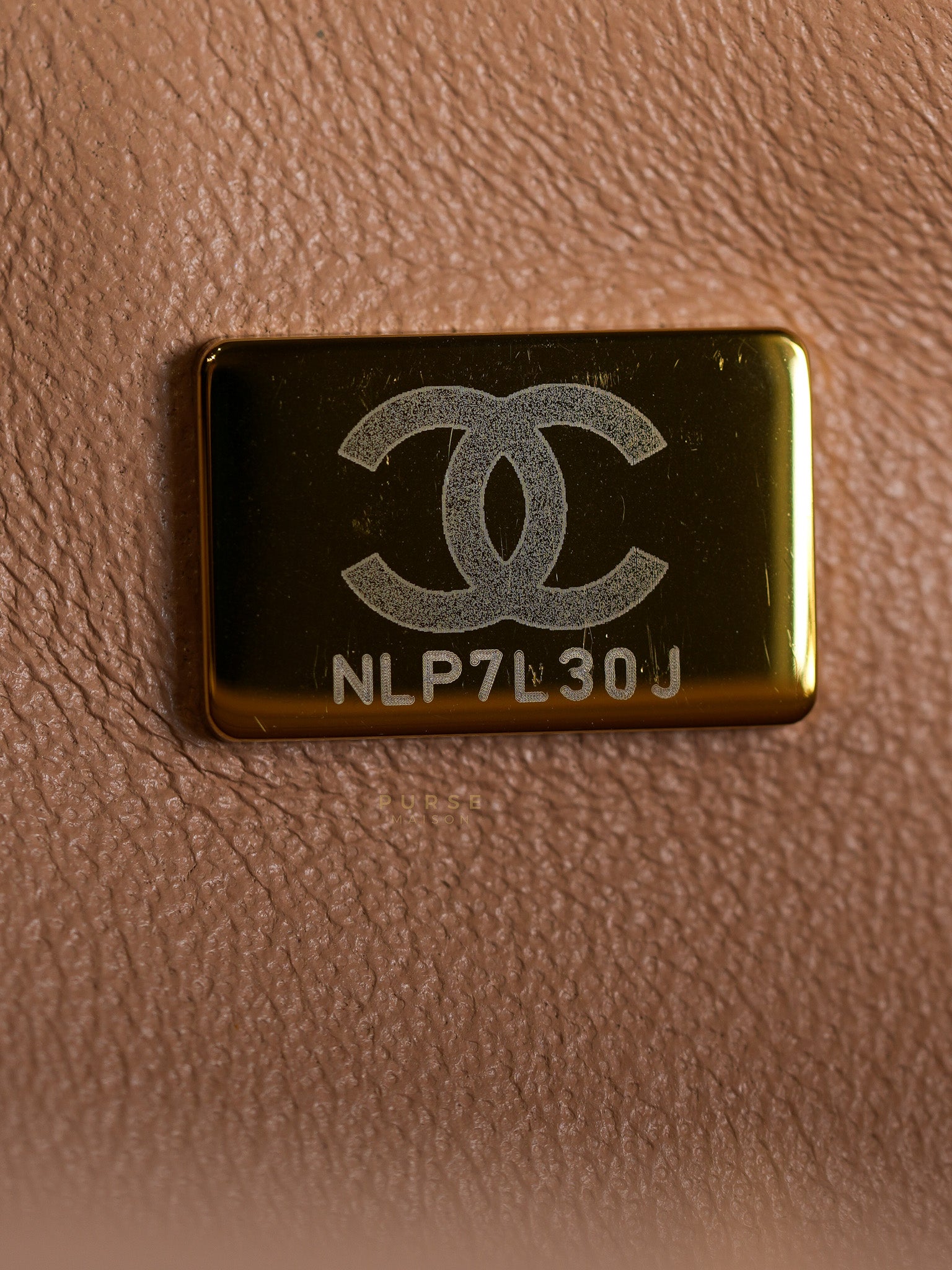 Mini Rectangular Flap Bag in Beige Lambskin Leather & Light Gold Hardware Microchip | Purse Maison Luxury Bags Shop