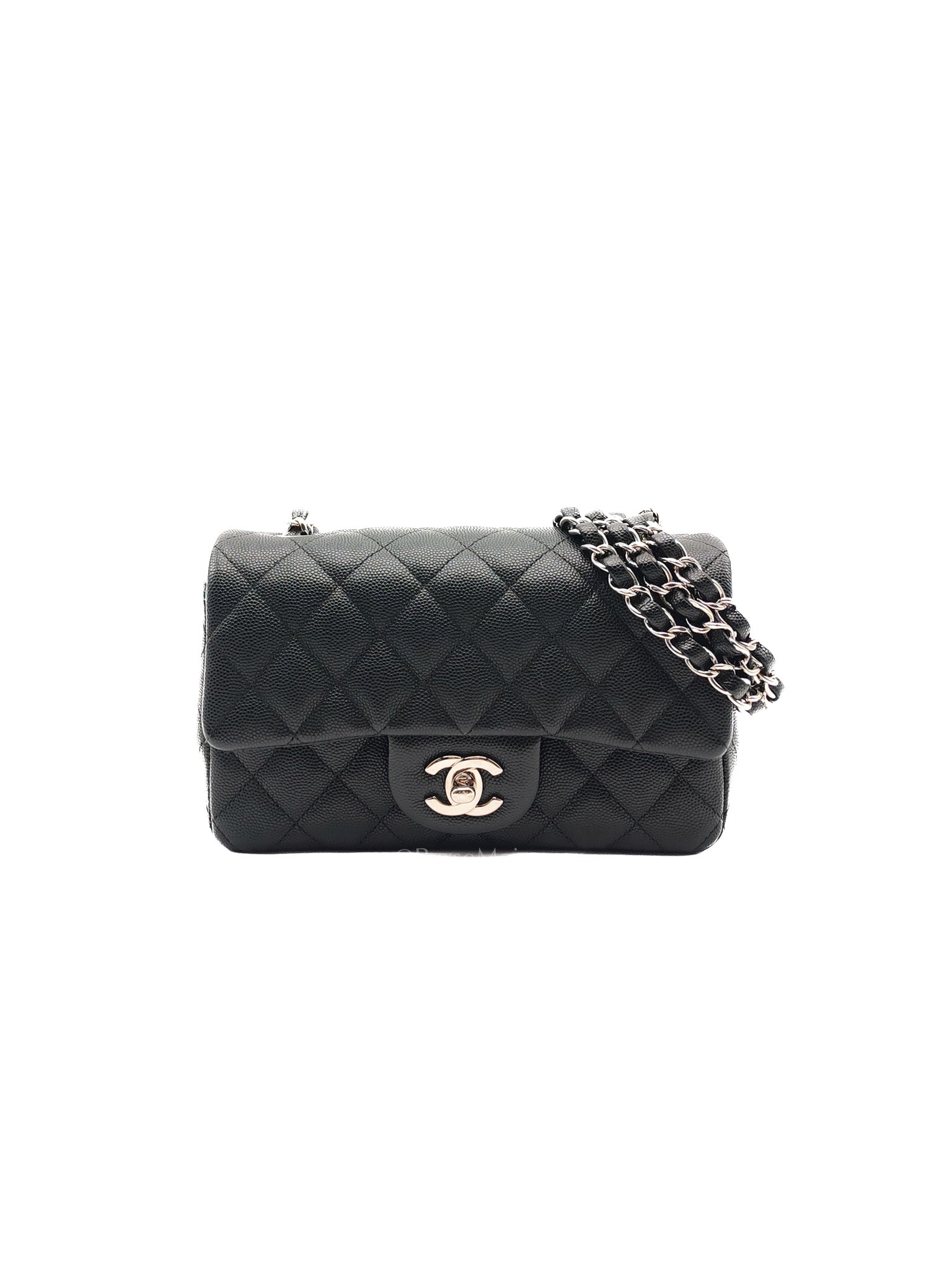 Mini Rectangular in Black Caviar Leather Silver Hardware (Series 26) | Purse Maison Luxury Bags Shop