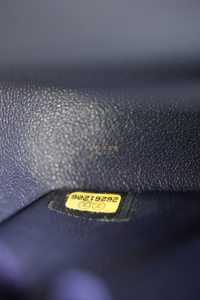 Mini Rectangular in Navy Blue Caviar Leather & Light Gold Hardware Series 26 | Purse Maison Luxury Bags Shop