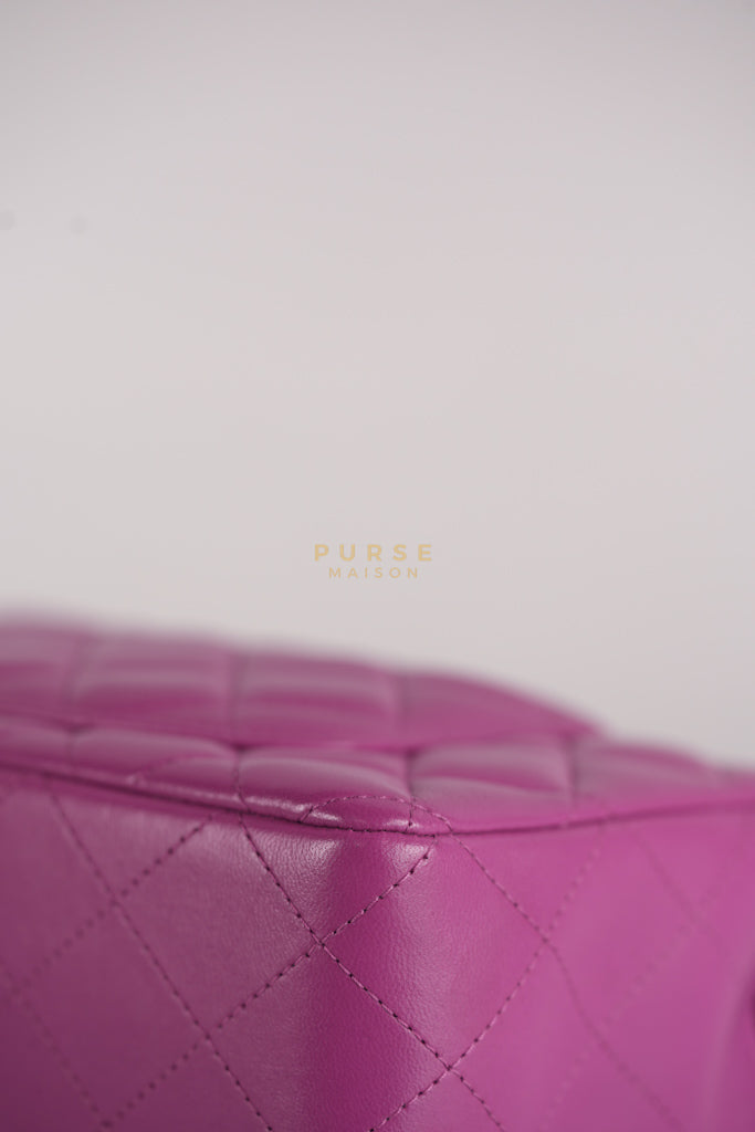 Mini Rectangular Shoulder Bag in Violet Lambskin Leather & Gold Hardware Series 30 | Purse Maison Luxury Bags Shop