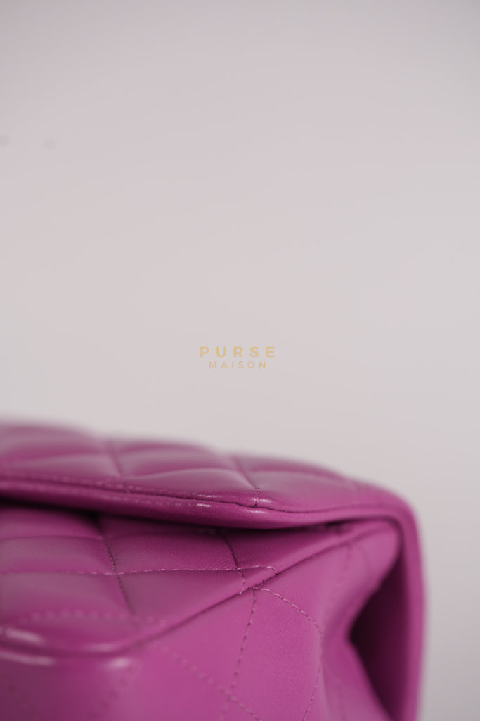 Mini Rectangular Shoulder Bag in Violet Lambskin Leather & Gold Hardware Series 30 | Purse Maison Luxury Bags Shop