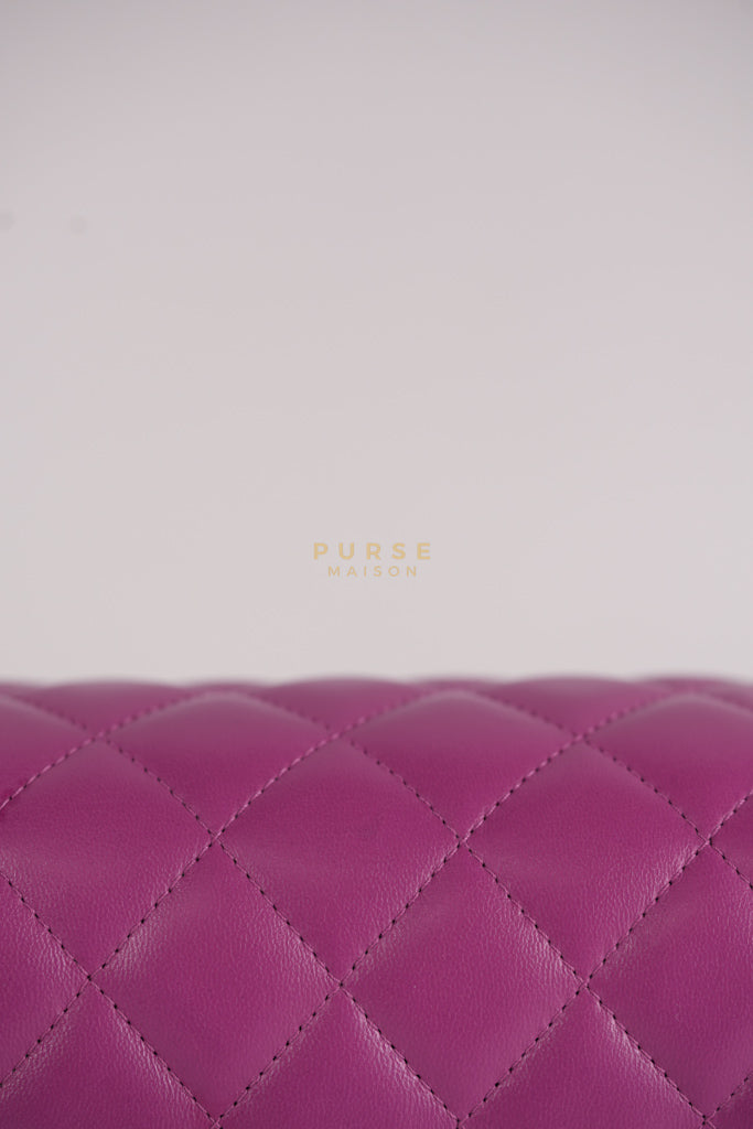 Mini Rectangular Shoulder Bag in Violet Lambskin Leather & Gold Hardware Series 30 | Purse Maison Luxury Bags Shop