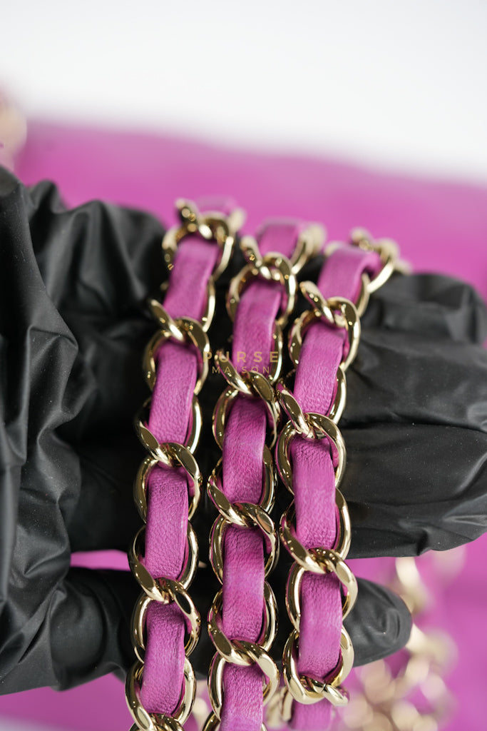 Mini Rectangular Shoulder Bag in Violet Lambskin Leather & Gold Hardware Series 30 | Purse Maison Luxury Bags Shop