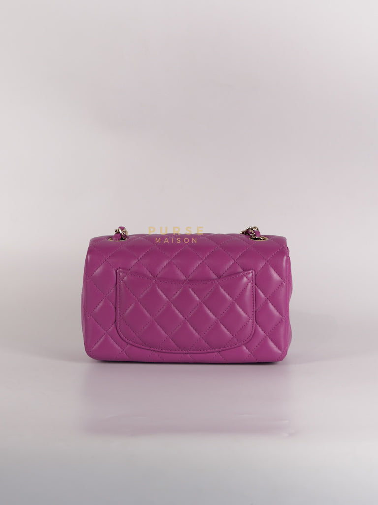 Mini Rectangular Shoulder Bag in Violet Lambskin Leather & Gold Hardware Series 30 | Purse Maison Luxury Bags Shop