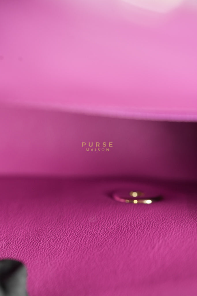 Mini Rectangular Shoulder Bag in Violet Lambskin Leather & Gold Hardware Series 30 | Purse Maison Luxury Bags Shop