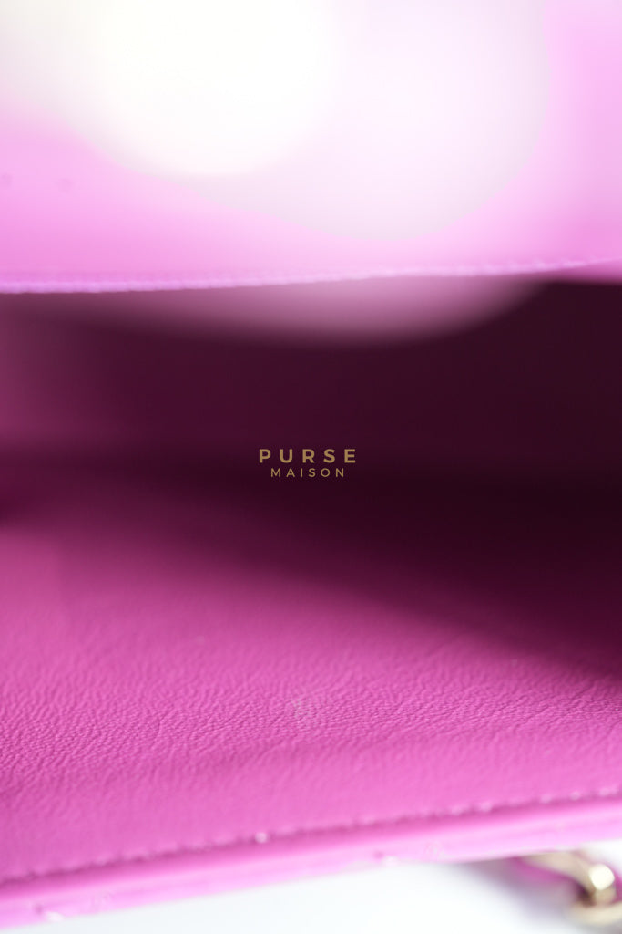 Mini Rectangular Shoulder Bag in Violet Lambskin Leather & Gold Hardware Series 30 | Purse Maison Luxury Bags Shop