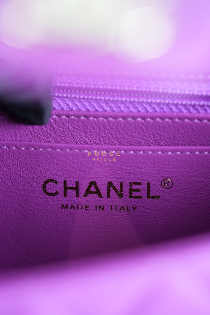 Mini Rectangular Shoulder Bag in Violet Lambskin Leather & Gold Hardware Series 30 | Purse Maison Luxury Bags Shop