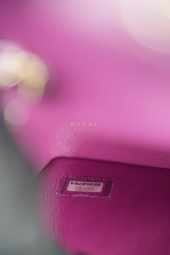 Mini Rectangular Shoulder Bag in Violet Lambskin Leather & Gold Hardware Series 30 | Purse Maison Luxury Bags Shop