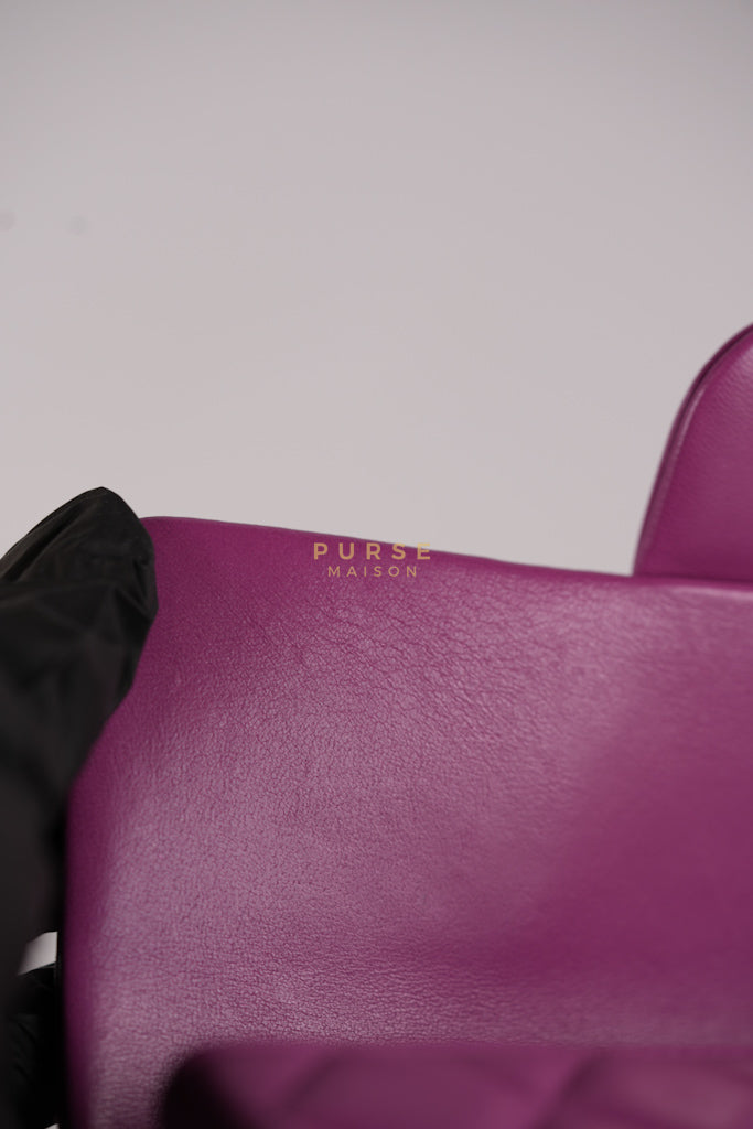 Mini Rectangular Shoulder Bag in Violet Lambskin Leather & Gold Hardware Series 30 | Purse Maison Luxury Bags Shop