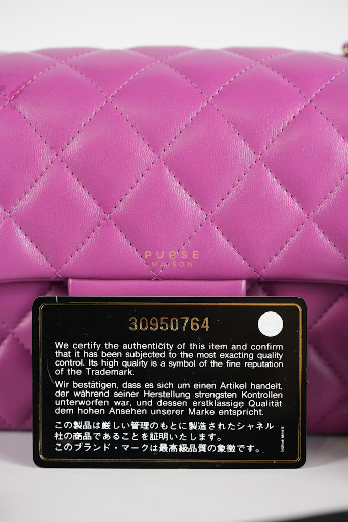 Mini Rectangular Shoulder Bag in Violet Lambskin Leather & Gold Hardware Series 30 | Purse Maison Luxury Bags Shop