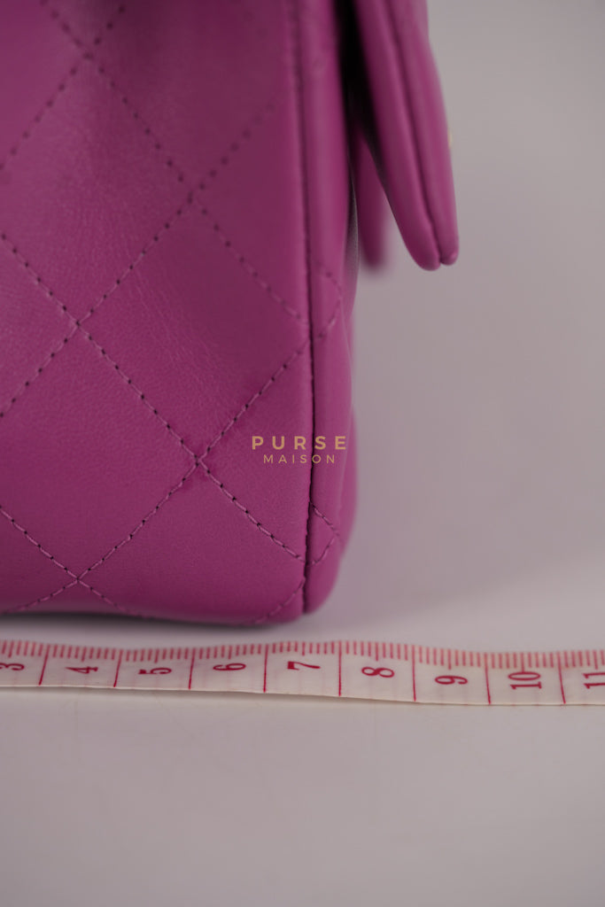 Mini Rectangular Shoulder Bag in Violet Lambskin Leather & Gold Hardware Series 30 | Purse Maison Luxury Bags Shop