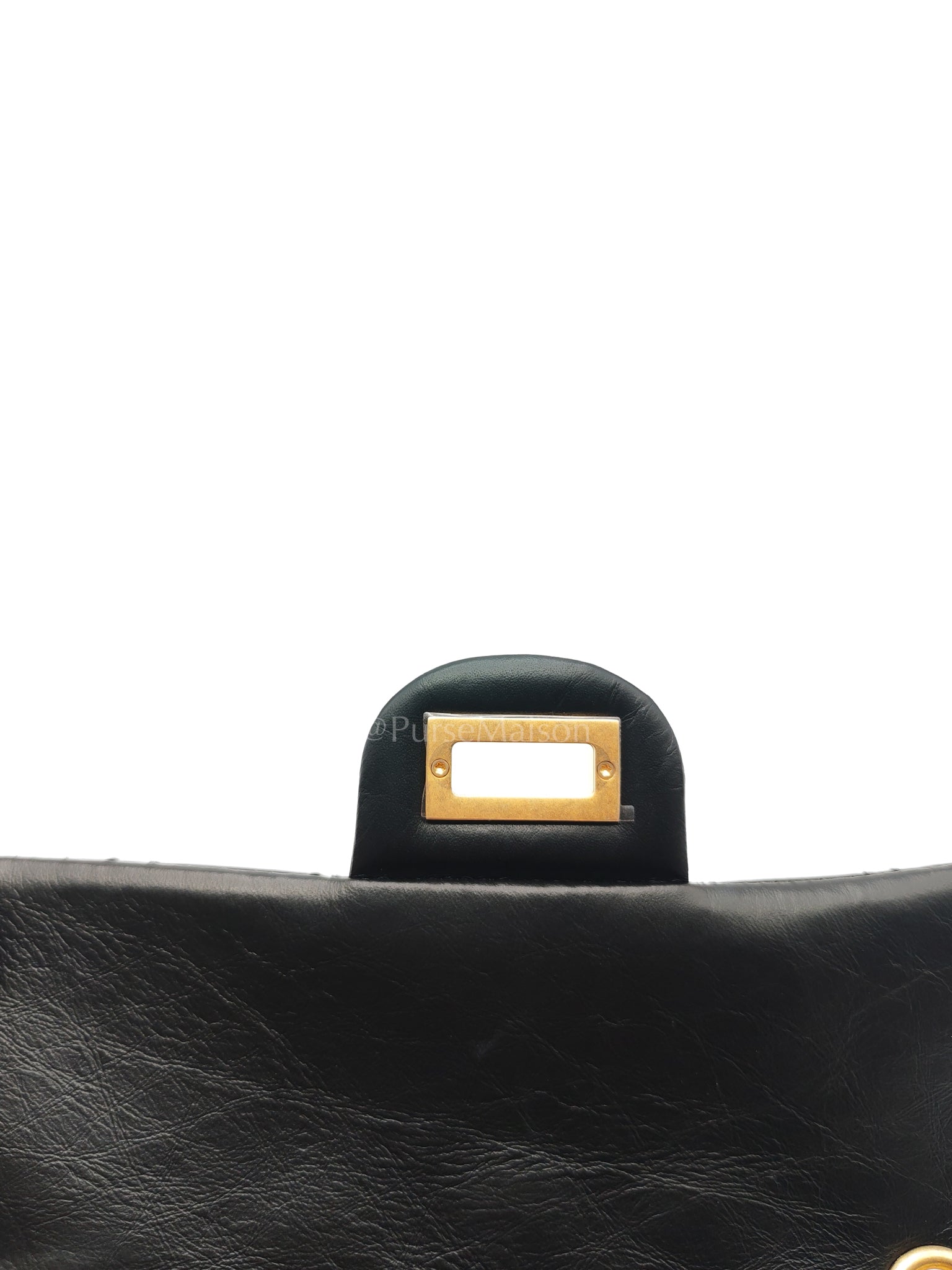 Mini Reissue 2.55 in Black Quilted Distressed Lambskin Leather and Aged Gold Hardware (Microchip) | Purse Maison Luxury Bags Shop