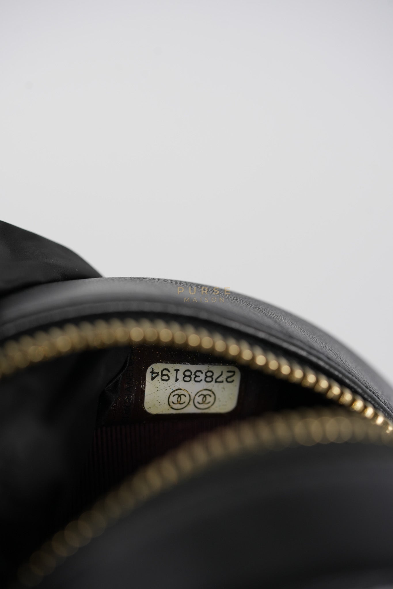 Mini Round Purse on Chain in Black Quilted Lambskin Leather and Aged Gold Hardware Series 27 | Purse Maison Luxury Bags Shop