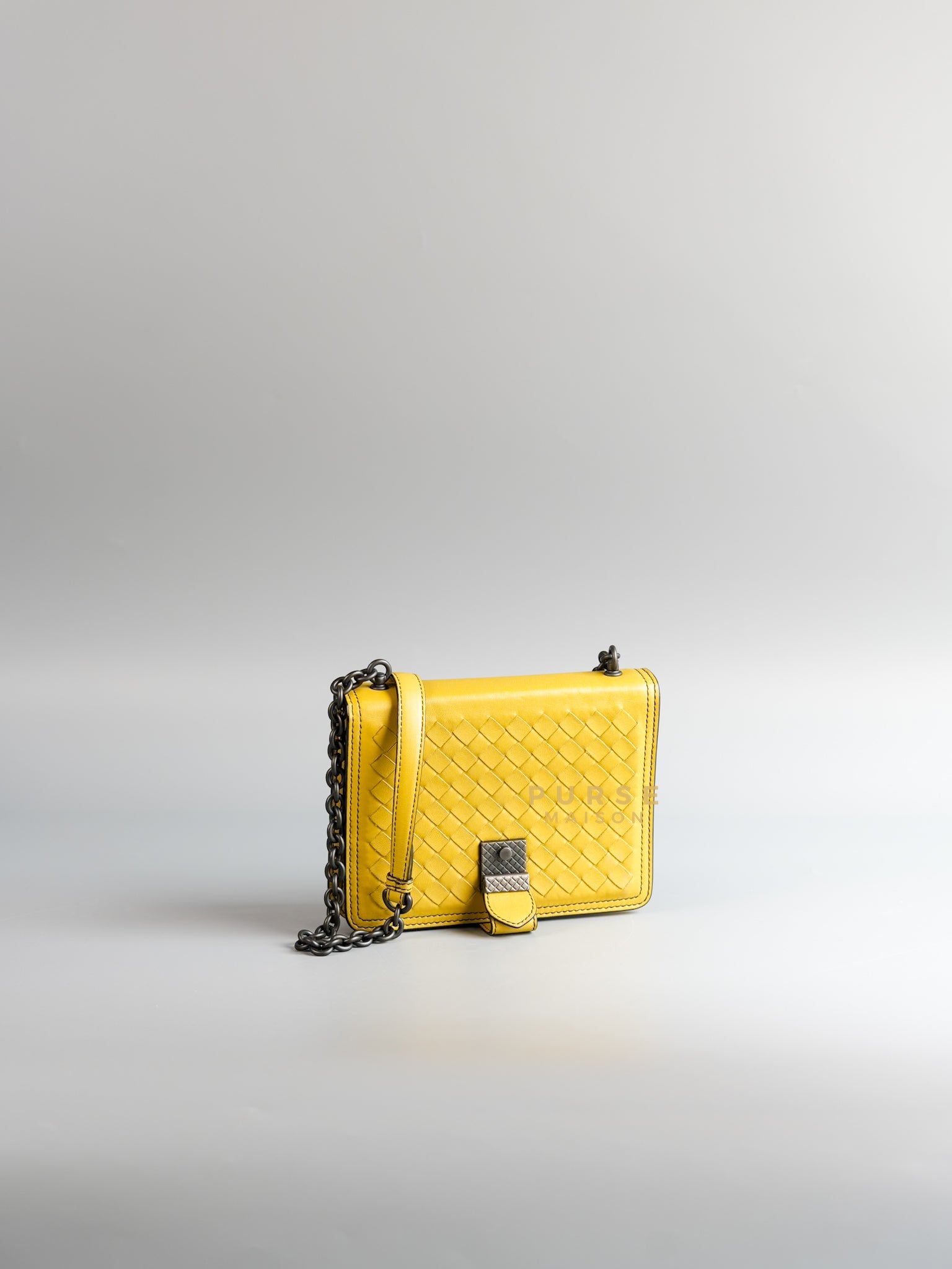Mini Runway in Yellow Intrecciato Leather Shoulder Bag | Purse Maison Luxury Bags Shop