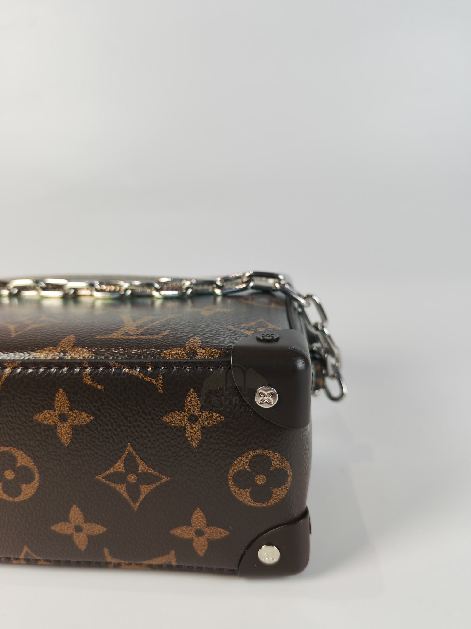 Mini Soft Trunk in Metallic Nebula Monogram & Silver Hardware Microchip | Purse Maison Luxury Bags Shop