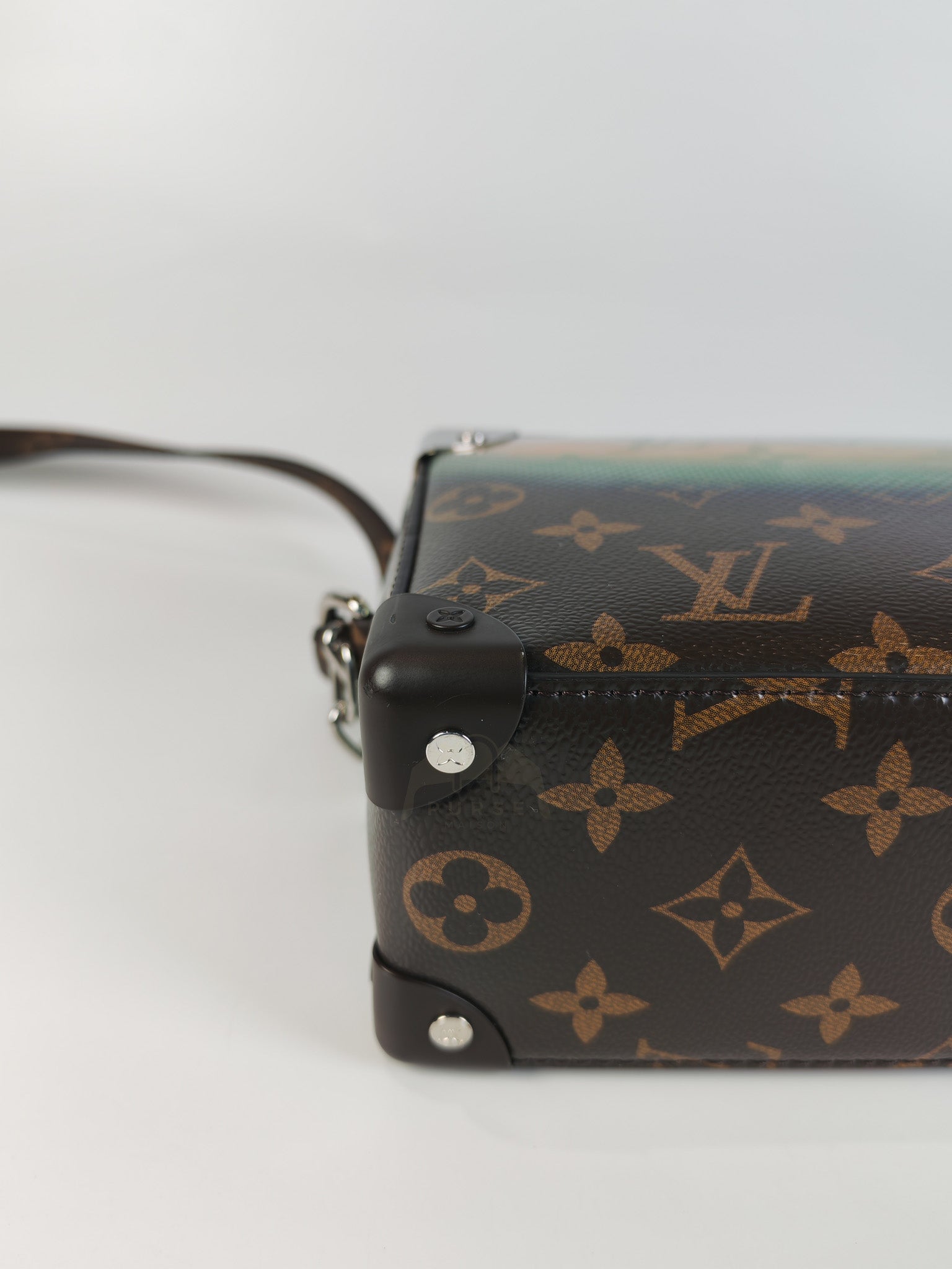 Mini Soft Trunk in Metallic Nebula Monogram & Silver Hardware Microchip | Purse Maison Luxury Bags Shop