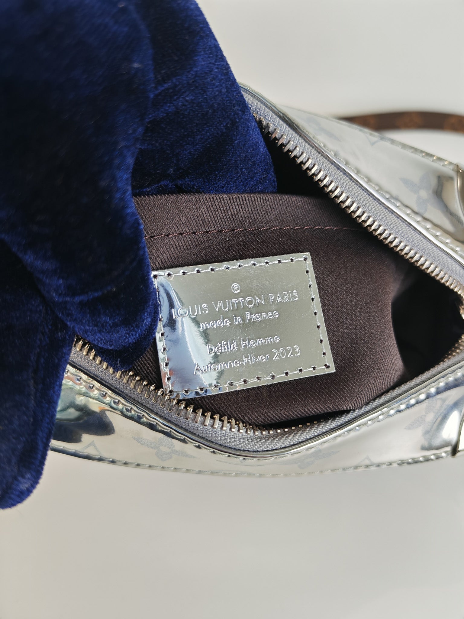 Mini Soft Trunk in Metallic Nebula Monogram & Silver Hardware Microchip | Purse Maison Luxury Bags Shop