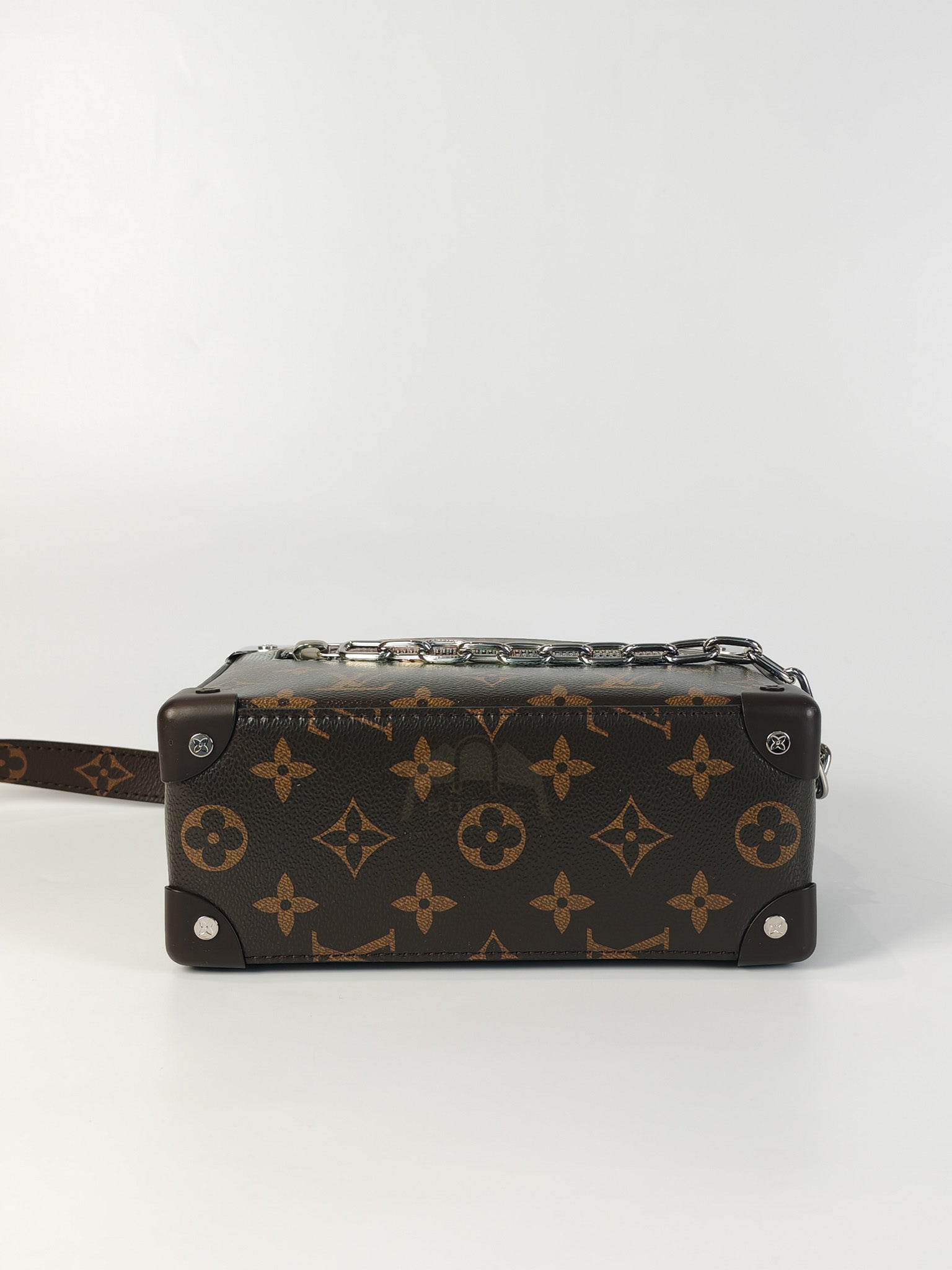 Mini Soft Trunk in Metallic Nebula Monogram & Silver Hardware Microchip | Purse Maison Luxury Bags Shop