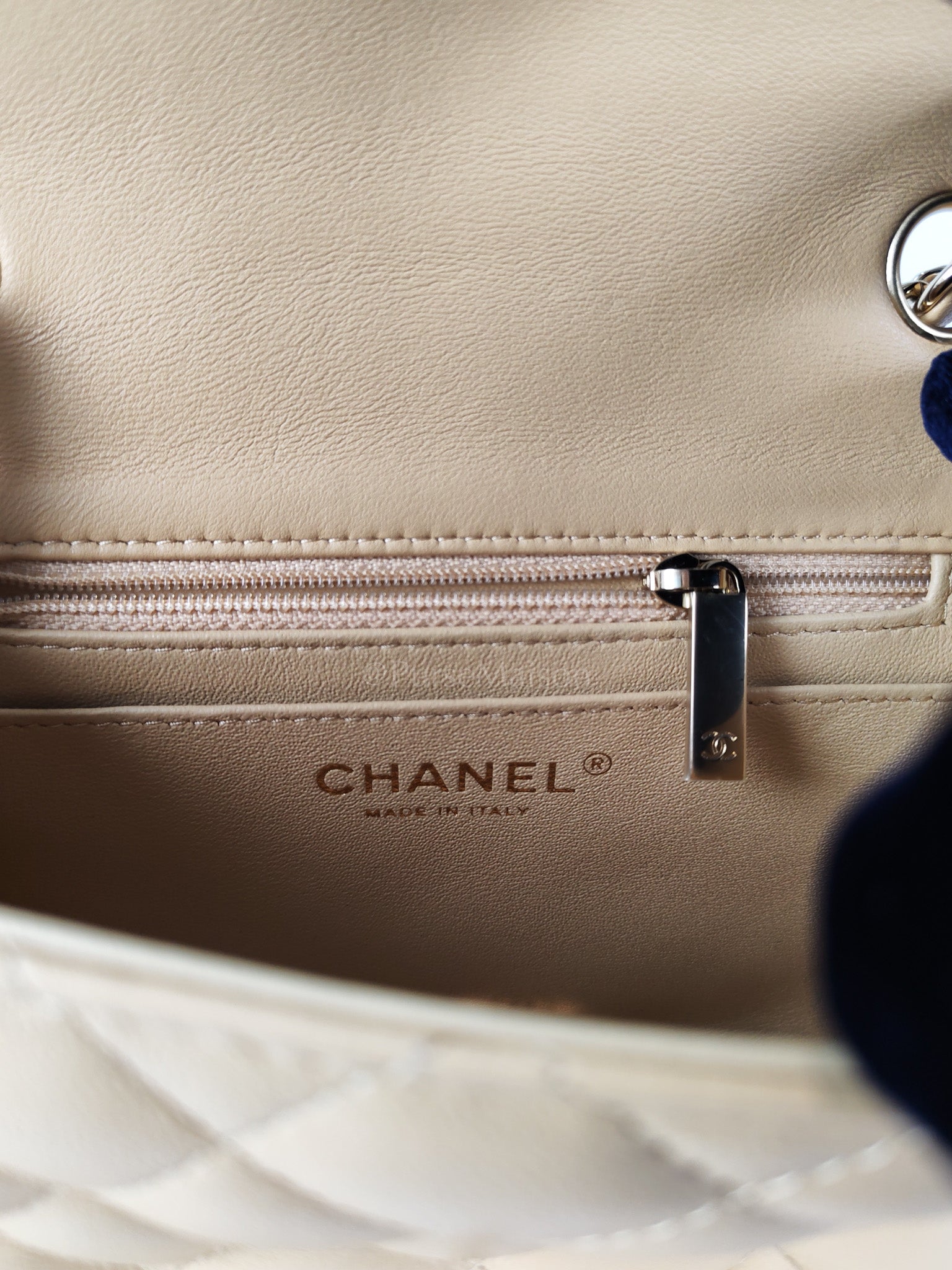 Mini Square in Beige Lambskin Leather and Light Gold Hardware(Microchip) | Purse Maison Luxury Bags Shop