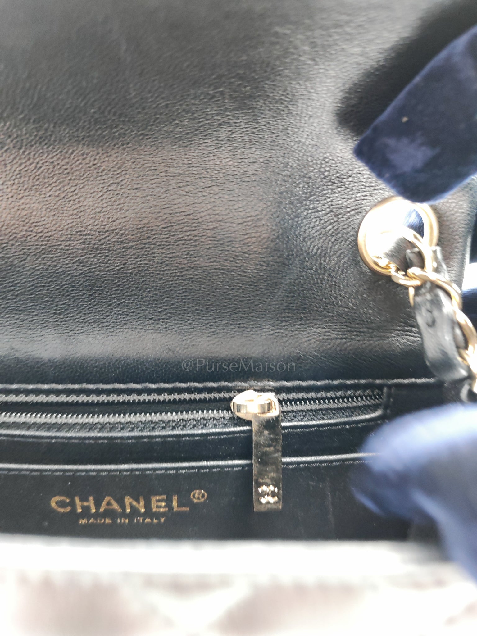 Mini Square in Black Quilted Lambskin Leather and Light Gold Hardware (Microchip) | Purse Maison Luxury Bags Shop