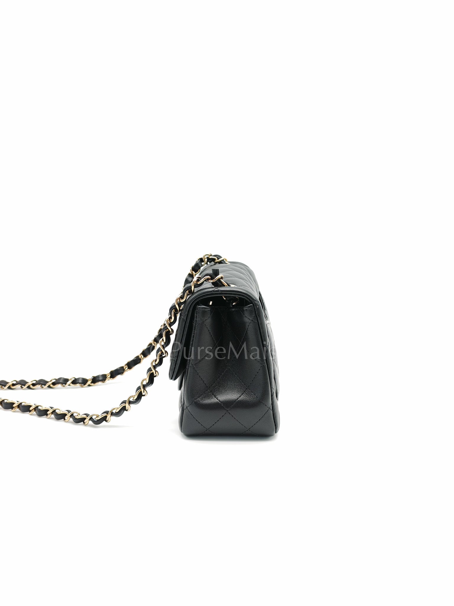 Mini Square in Black Quilted Lambskin Leather and Light Gold Hardware (Microchip) | Purse Maison Luxury Bags Shop
