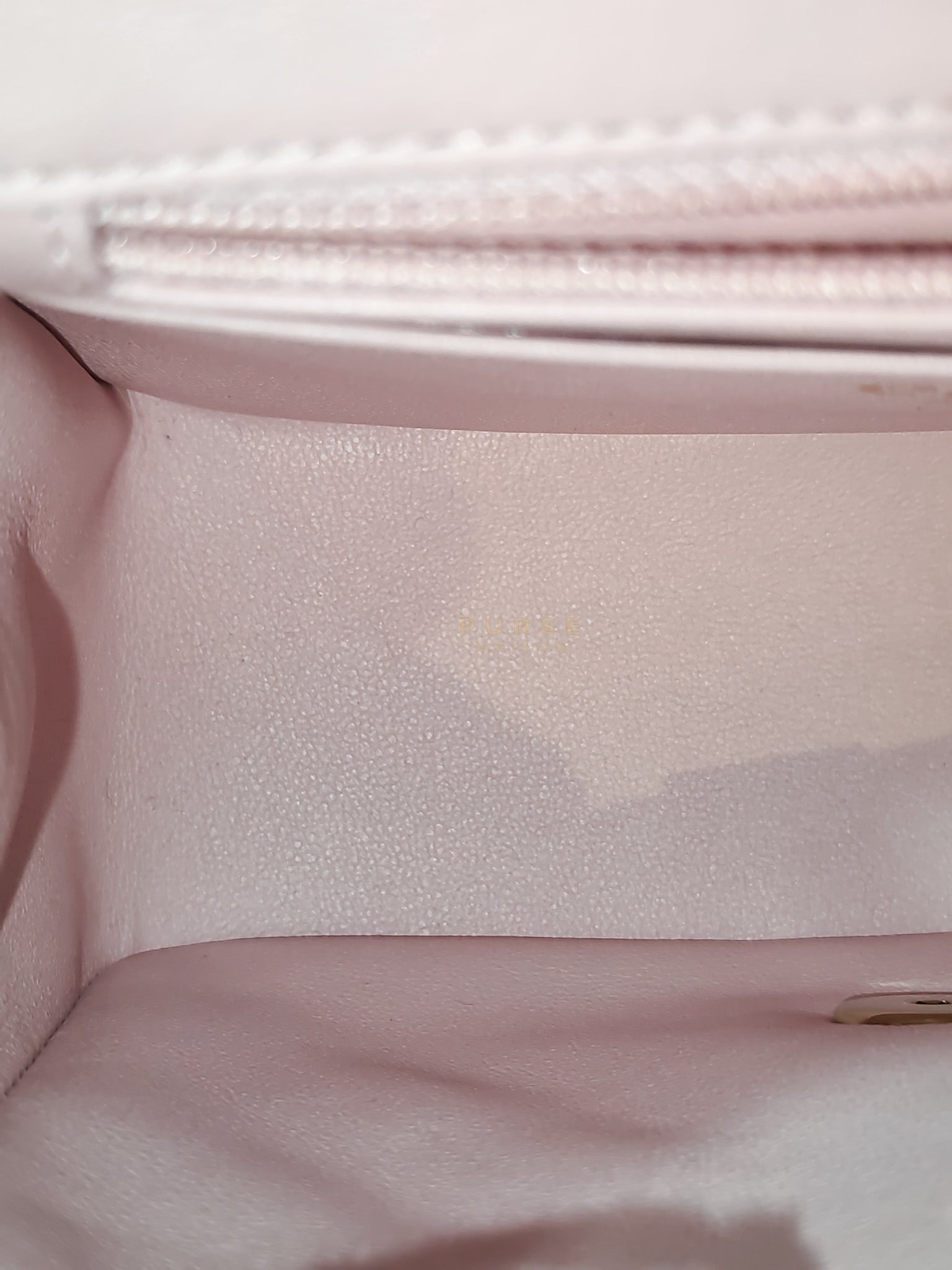 Mini Square in Pink Lambskin Leather Gold Hardware (Microchip) | Purse Maison Luxury Bags Shop