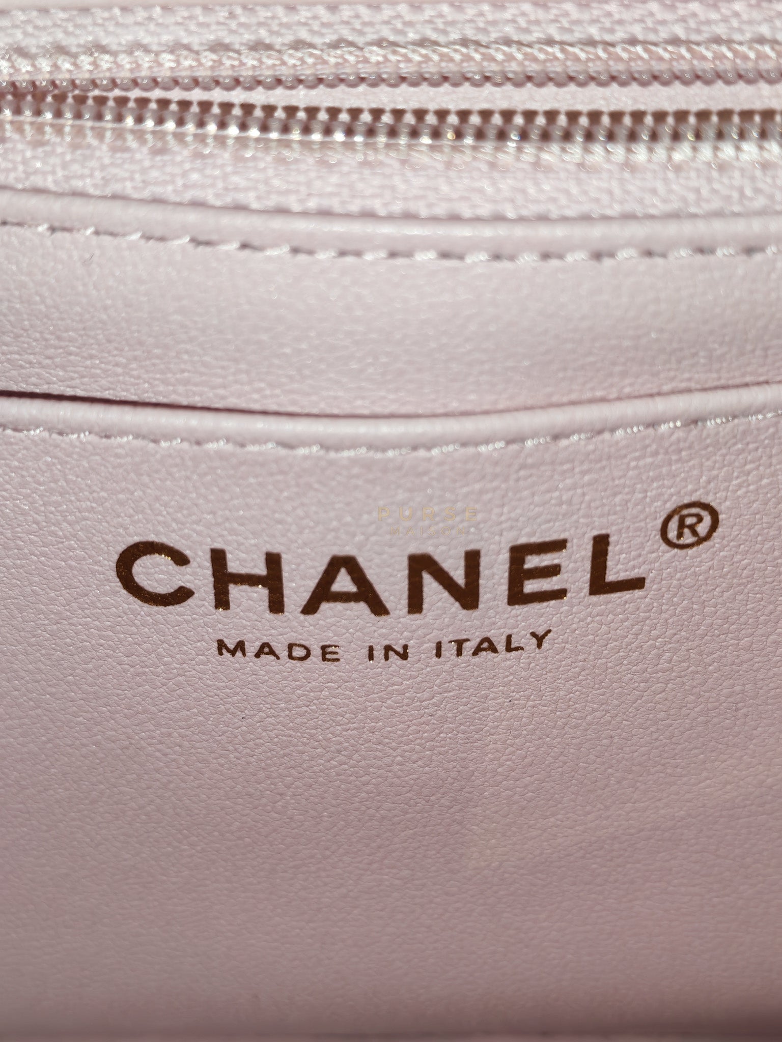 Mini Square in Pink Lambskin Leather Gold Hardware (Microchip) | Purse Maison Luxury Bags Shop