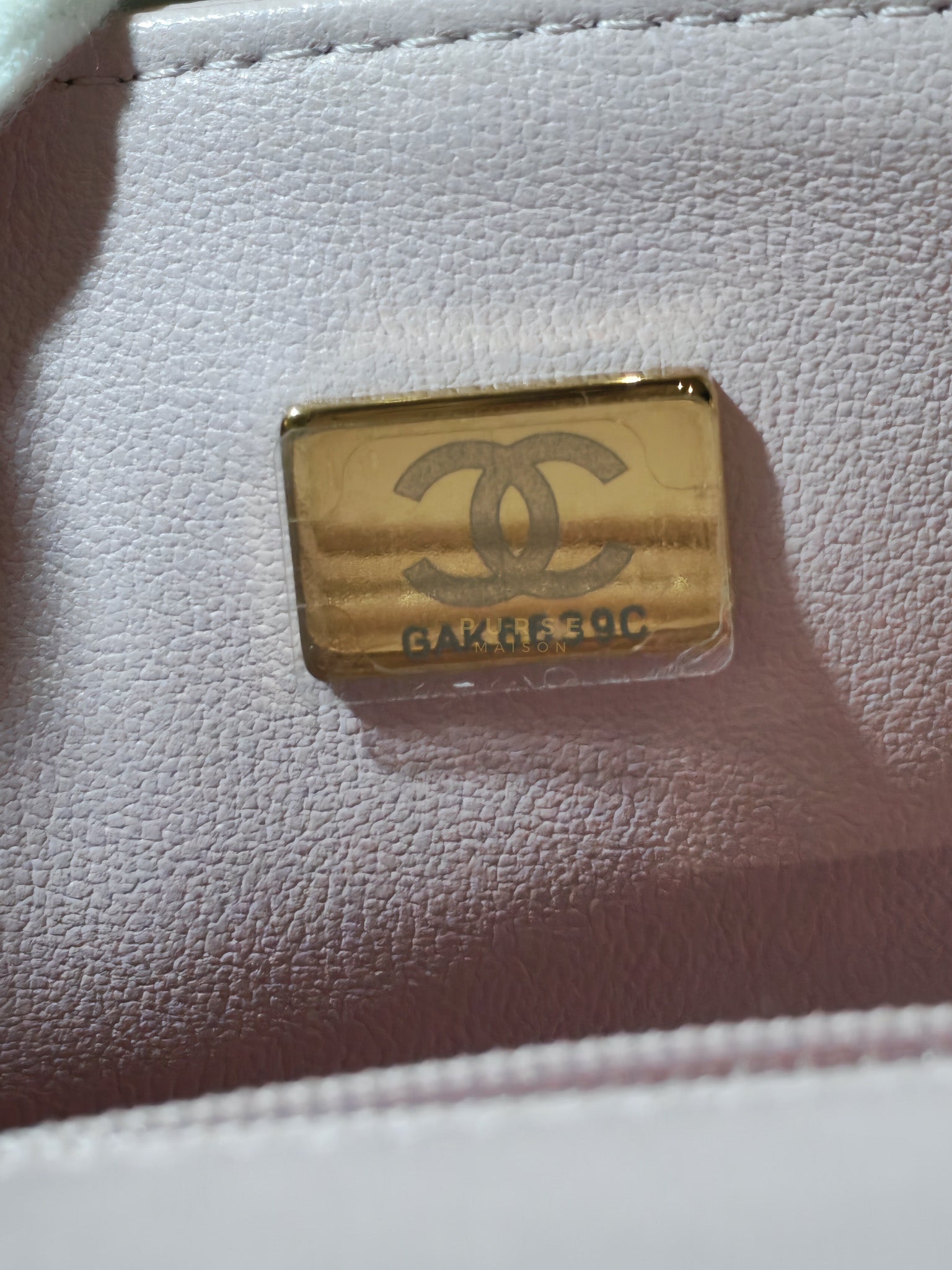 Mini Square in Pink Lambskin Leather Gold Hardware (Microchip) | Purse Maison Luxury Bags Shop