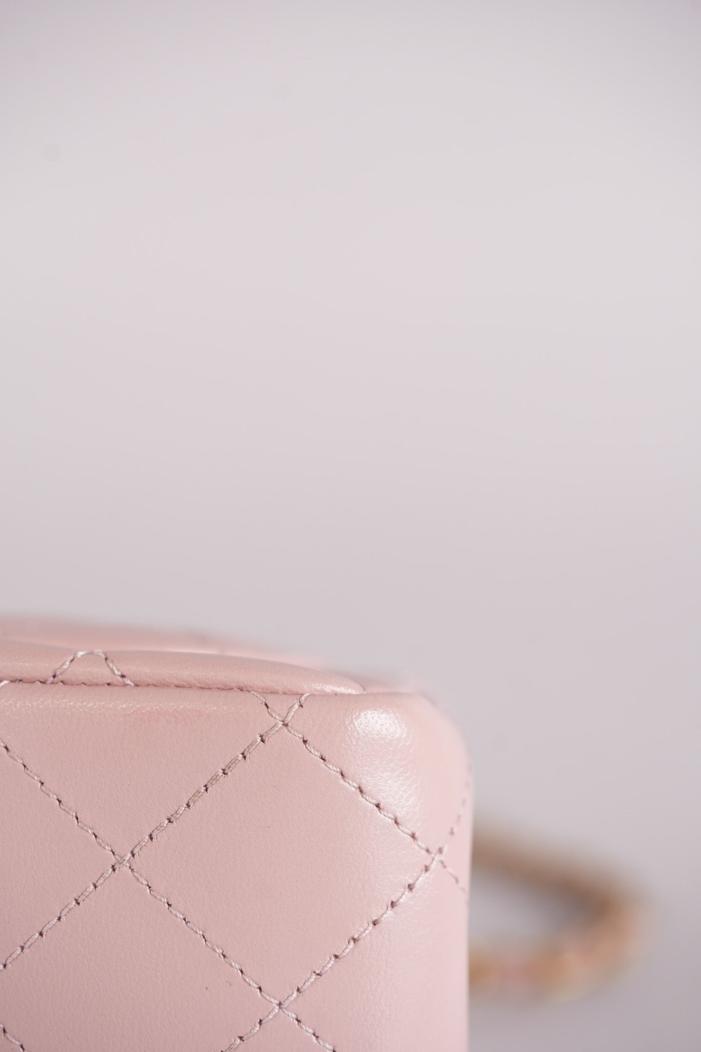 Mini Square Pearl Crush in Sakura Pink Lambskin Leather and Aged Gold Hardware (Microchip) | Purse Maison Luxury Bags Shop
