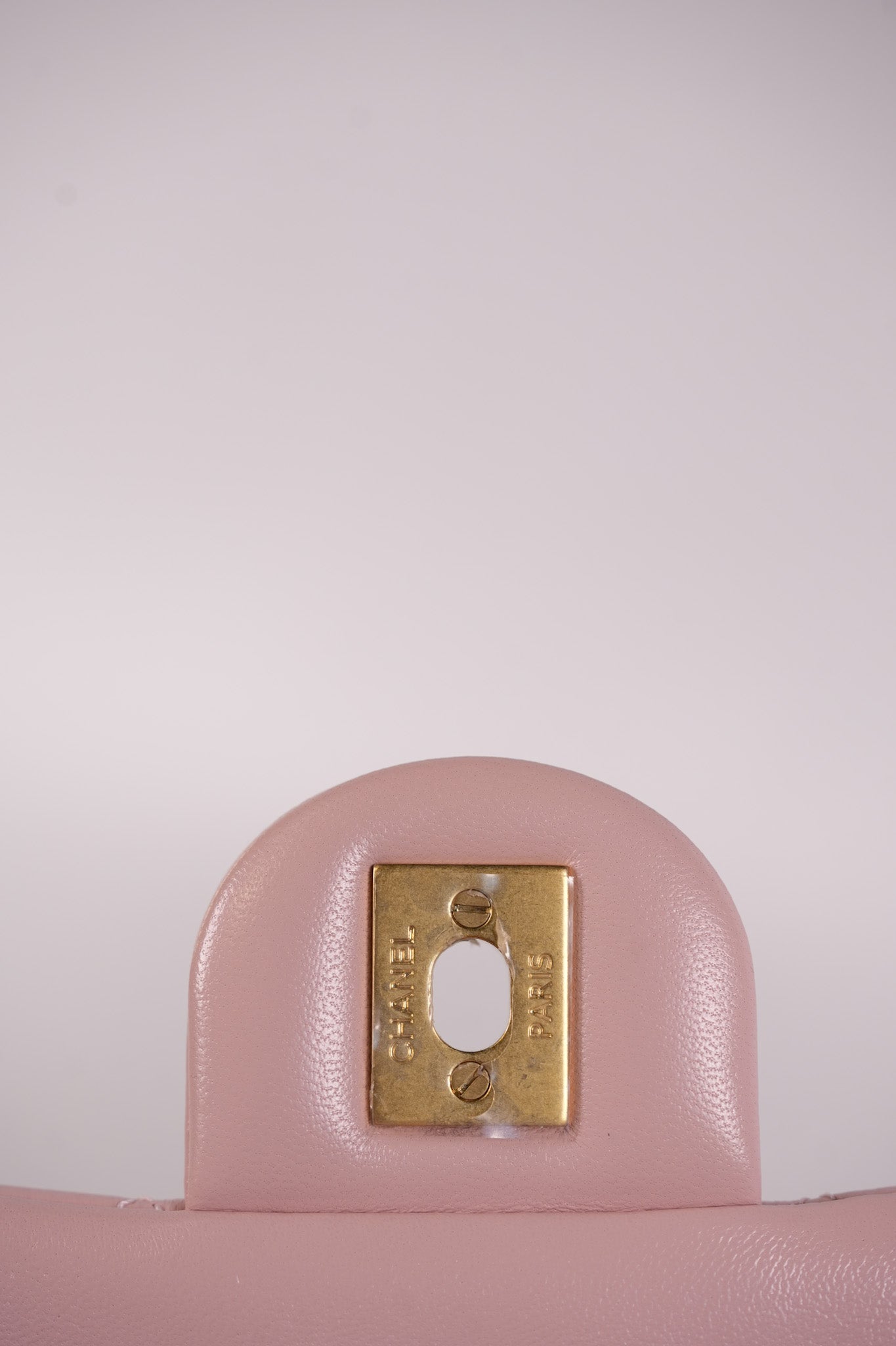 Mini Square Pearl Crush in Sakura Pink Lambskin Leather and Aged Gold Hardware (Microchip) | Purse Maison Luxury Bags Shop