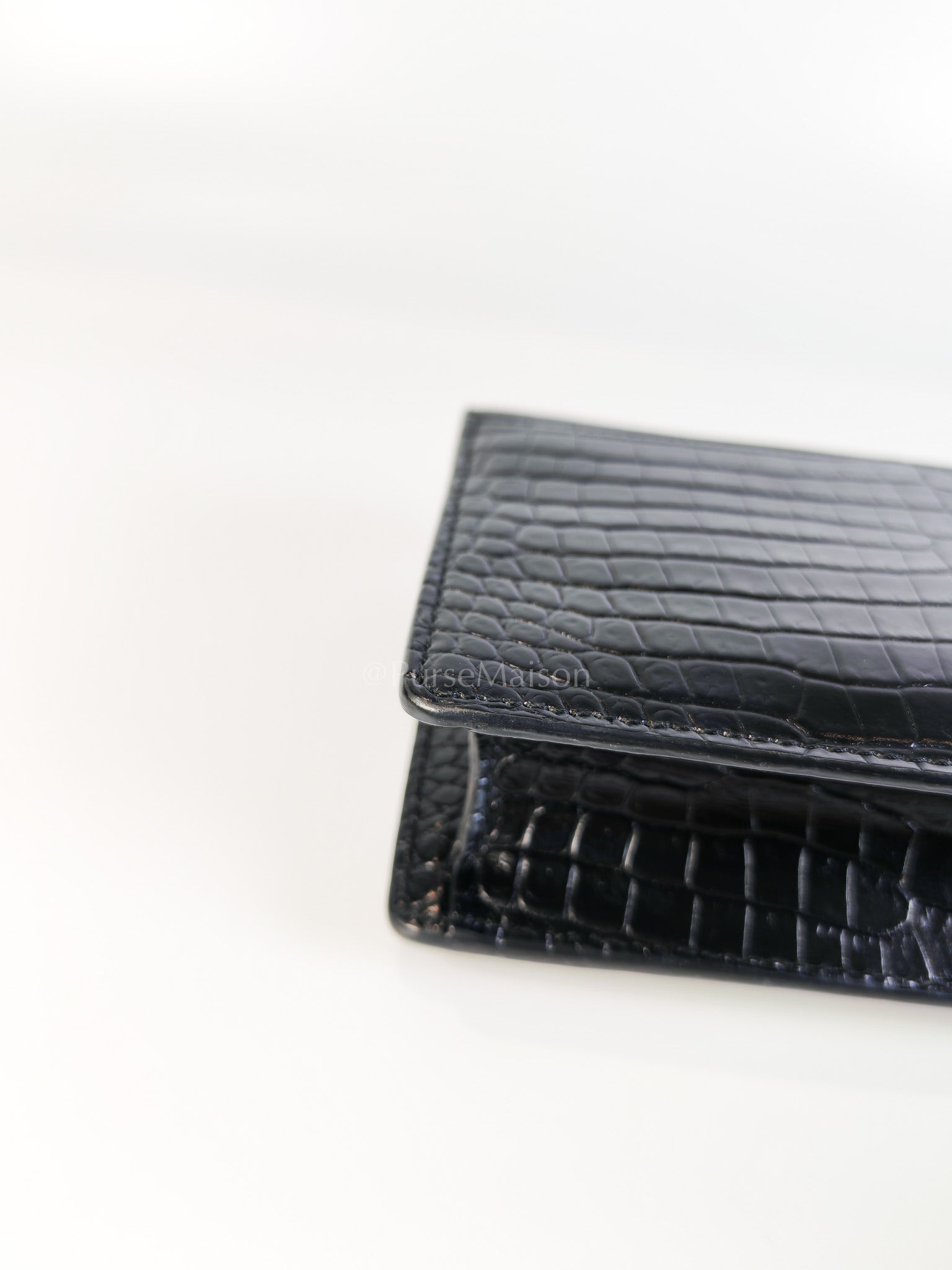Mini Sunset Black Croc Embossed Chain Strap | Purse Maison Luxury Bags Shop