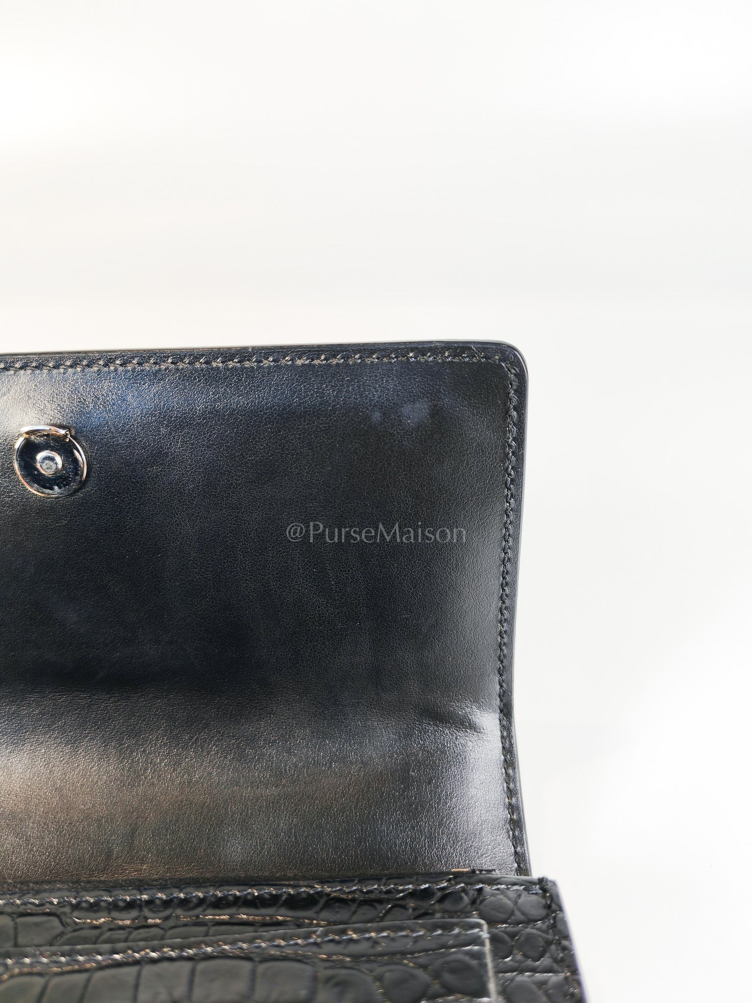 Mini Sunset Black Croc Embossed Chain Strap | Purse Maison Luxury Bags Shop