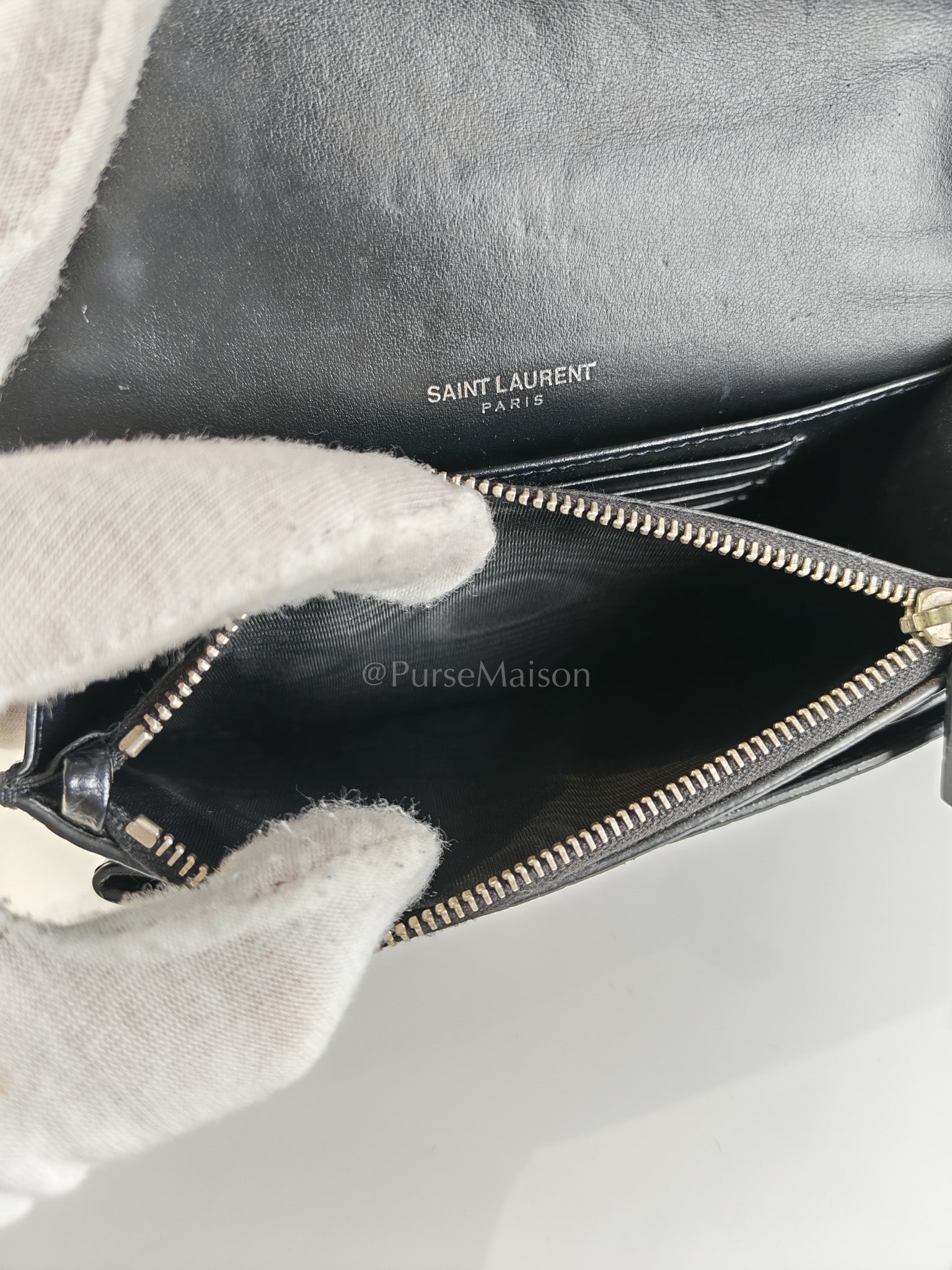 Mini Sunset Black Croc Embossed Chain Strap | Purse Maison Luxury Bags Shop