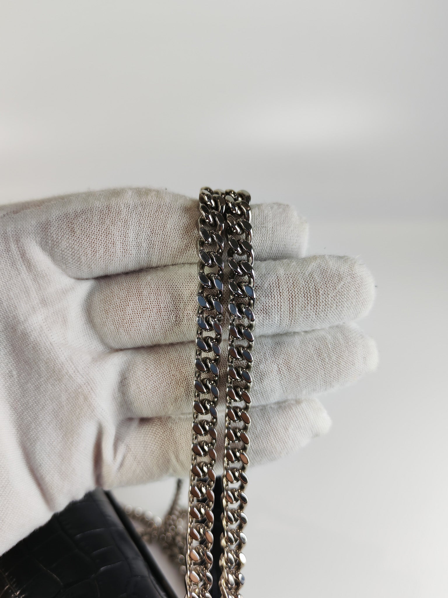 Mini Sunset Black Croc Embossed Chain Strap | Purse Maison Luxury Bags Shop