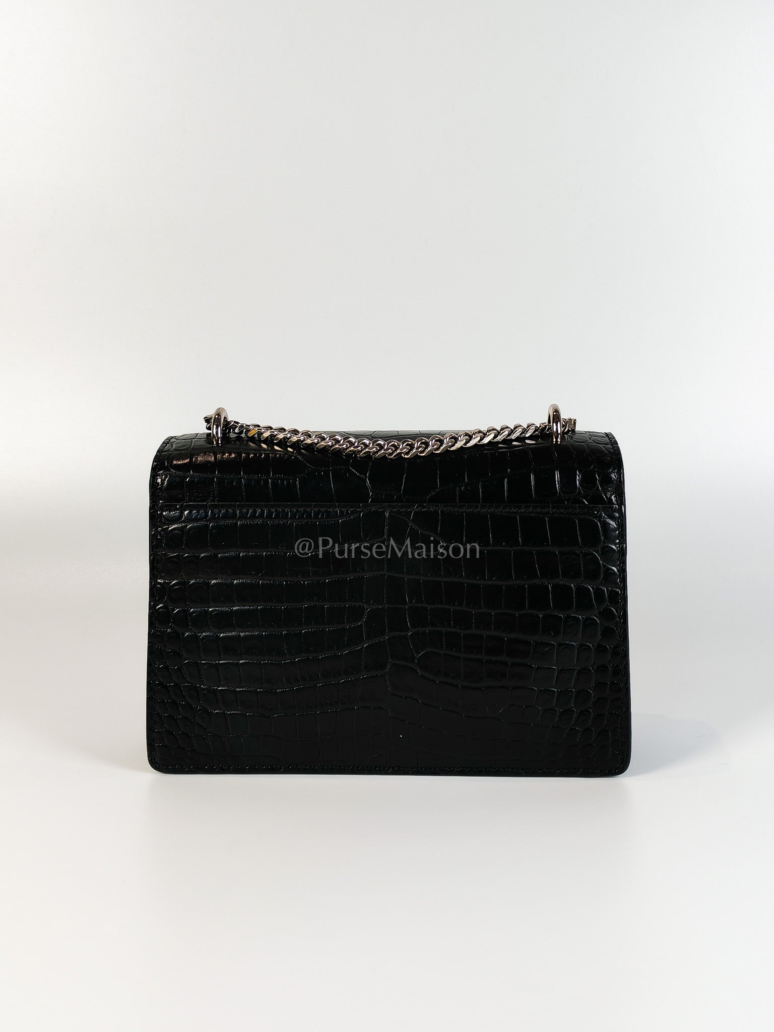 Mini Sunset Black Croc Embossed Chain Strap | Purse Maison Luxury Bags Shop