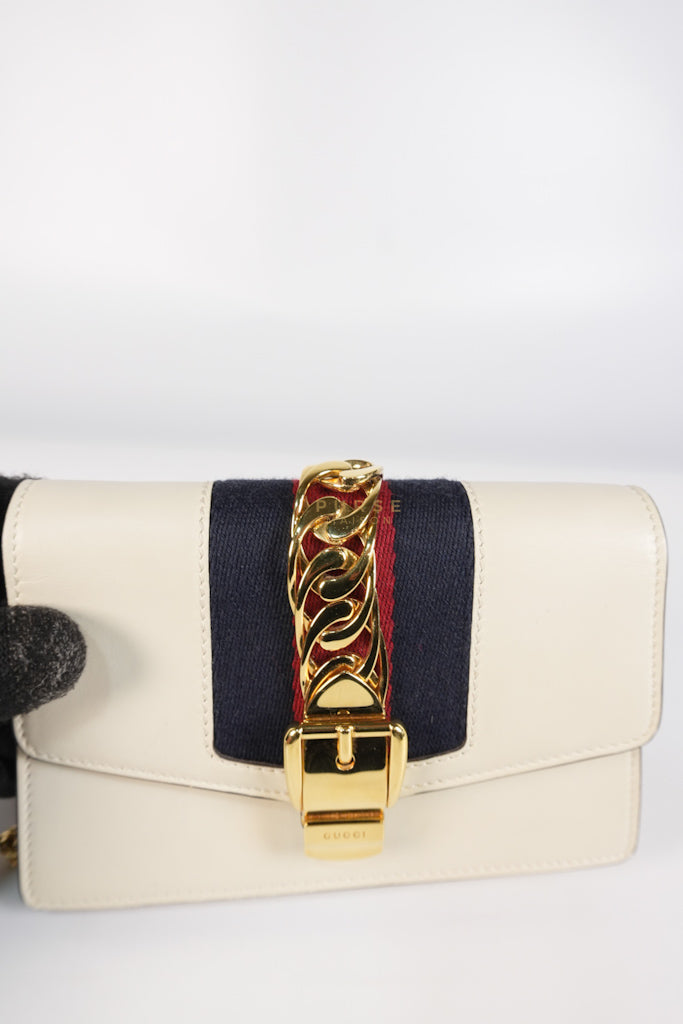 Mini Sylvie in Off White Smooth Calfskin Leather | Purse Maison Luxury Bags Shop