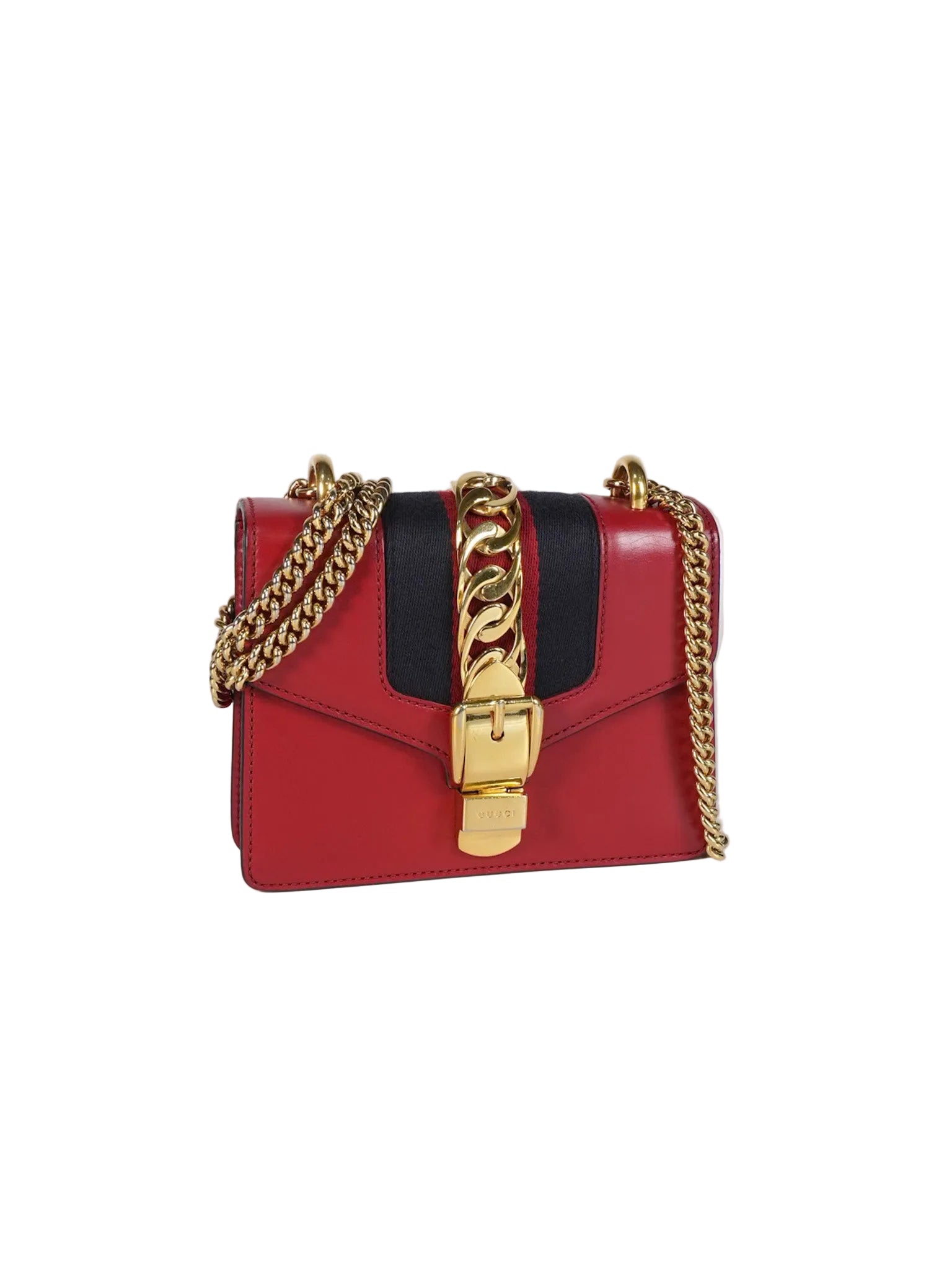 Mini Sylvie Shoulder Bag in Red Calfskin Leather & Gold Hardware | Purse Maison Luxury Bags Shop