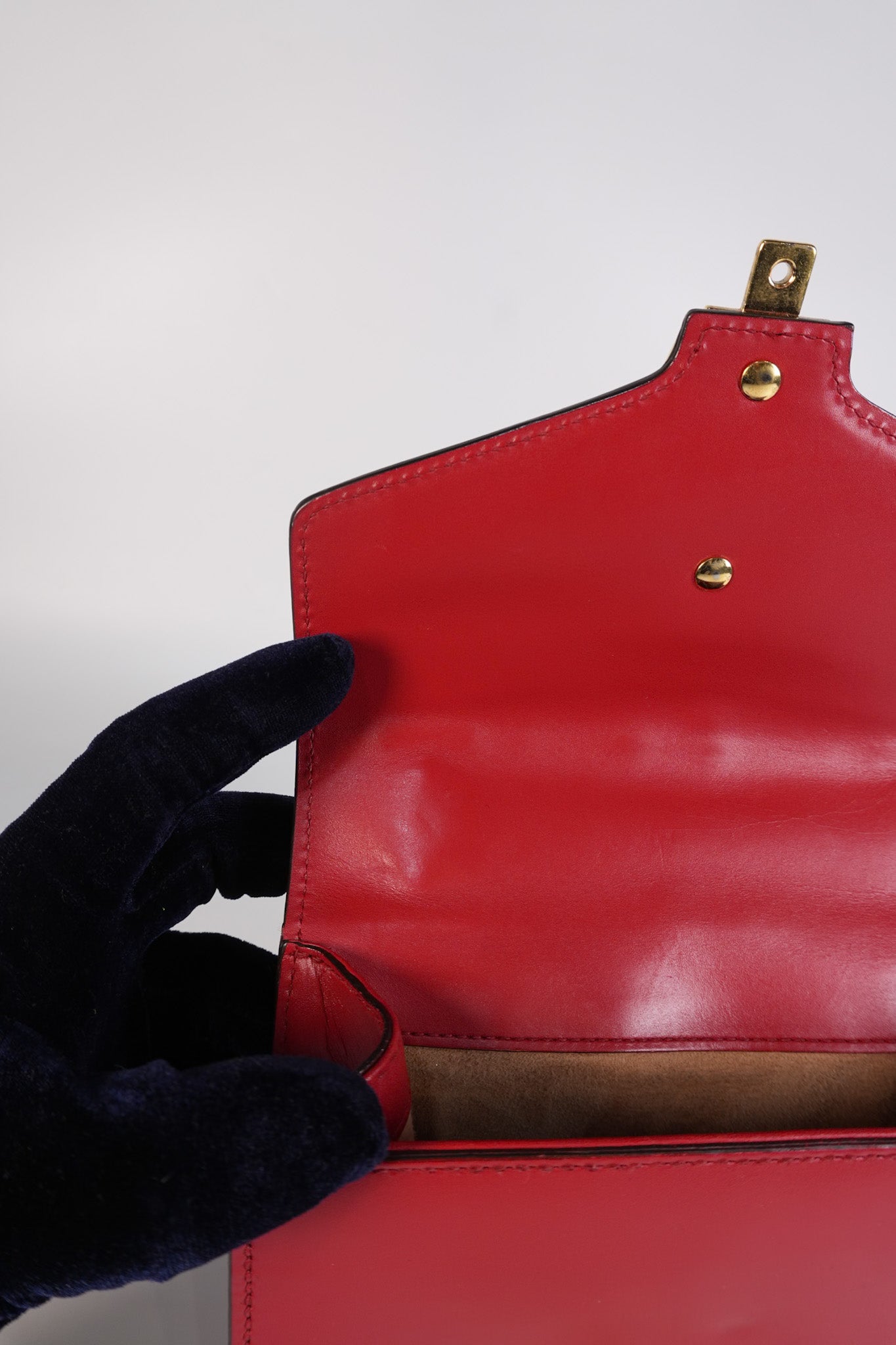 Mini Sylvie Shoulder Bag in Red Calfskin Leather & Gold Hardware | Purse Maison Luxury Bags Shop