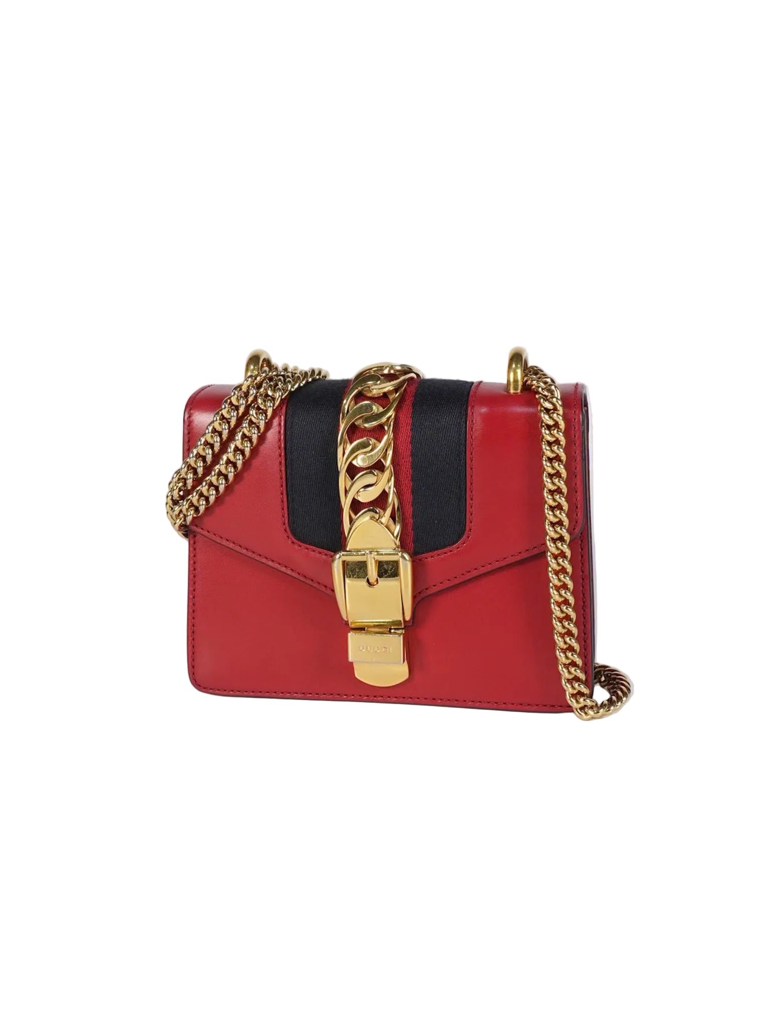 Mini Sylvie Shoulder Bag in Red Calfskin Leather & Gold Hardware | Purse Maison Luxury Bags Shop