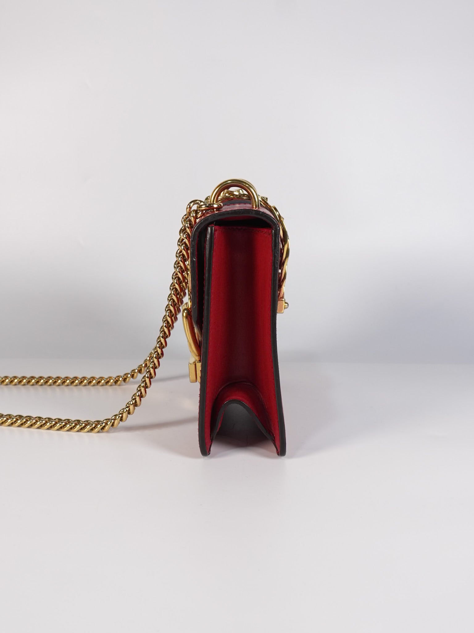 Mini Sylvie Shoulder Bag in Red Calfskin Leather & Gold Hardware | Purse Maison Luxury Bags Shop