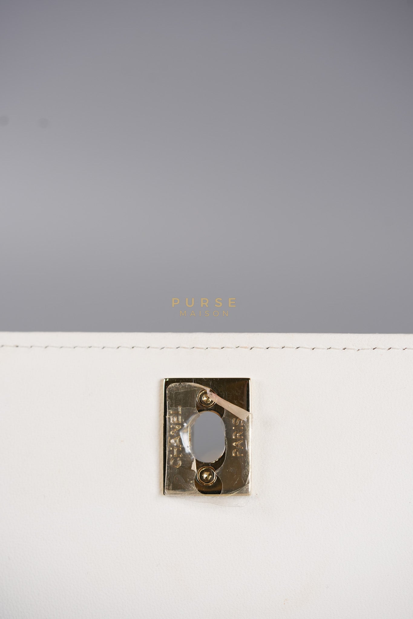 Mini Trendy CC Wallet on Chain in White Lambskin Leather and Light Gold Hardware (Microchip) | Purse Maison Luxury Bags Shop