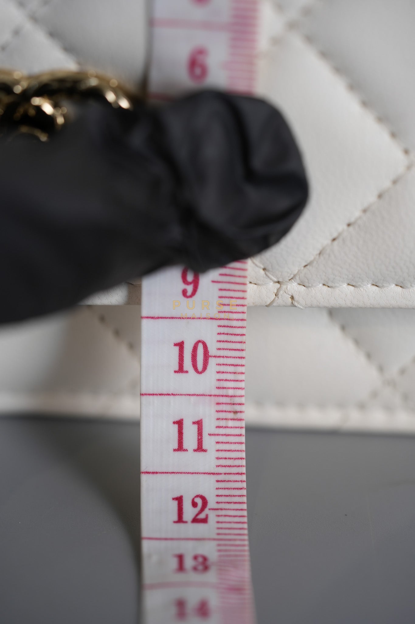 Mini Trendy CC Wallet on Chain in White Lambskin Leather and Light Gold Hardware (Microchip) | Purse Maison Luxury Bags Shop