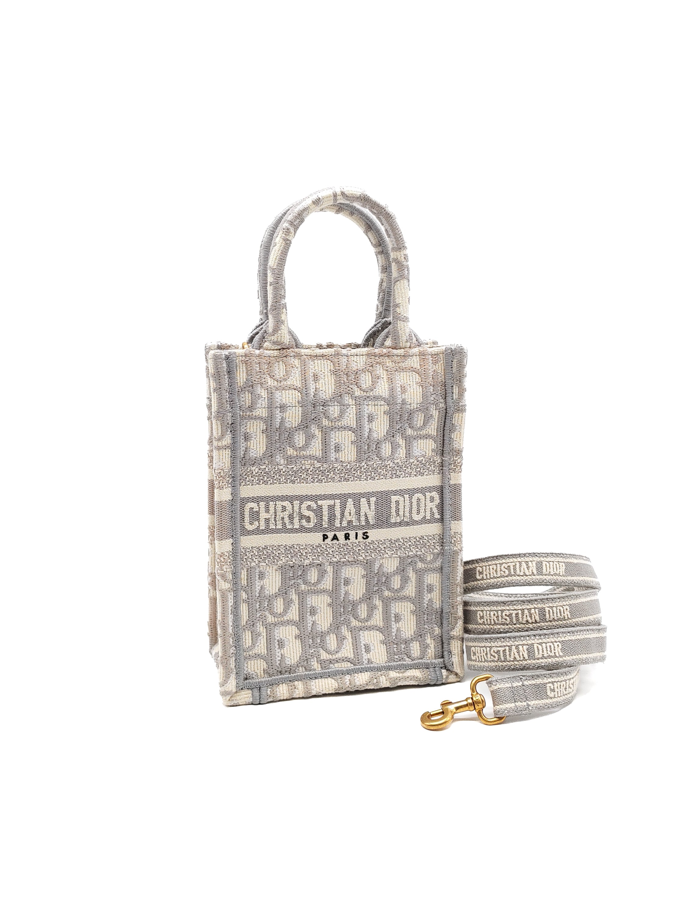 Mini Vertical Booktote Grey Oblique Canvas | Purse Maison Luxury Bags Shop