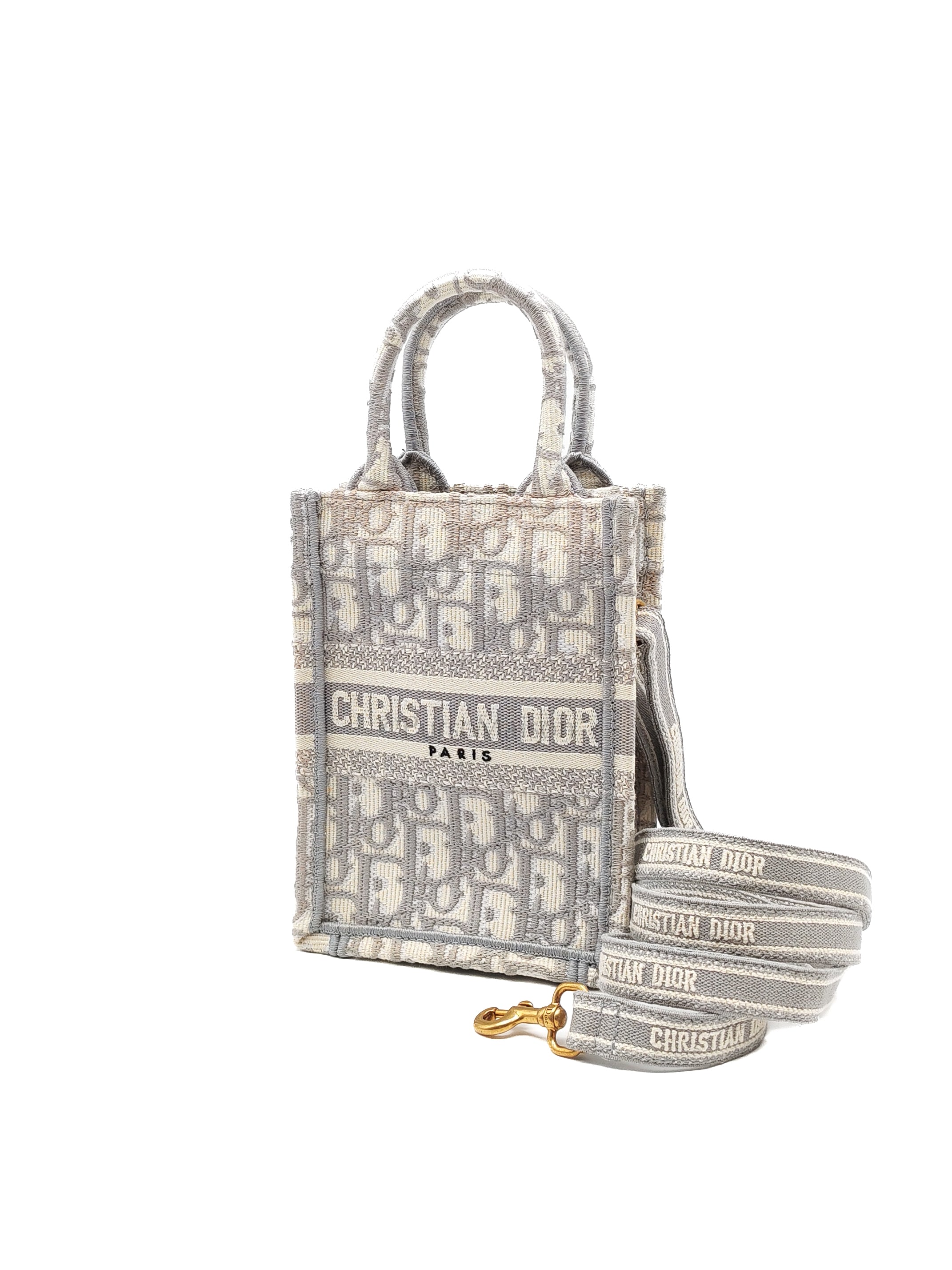 Mini Vertical Booktote Grey Oblique Canvas | Purse Maison Luxury Bags Shop