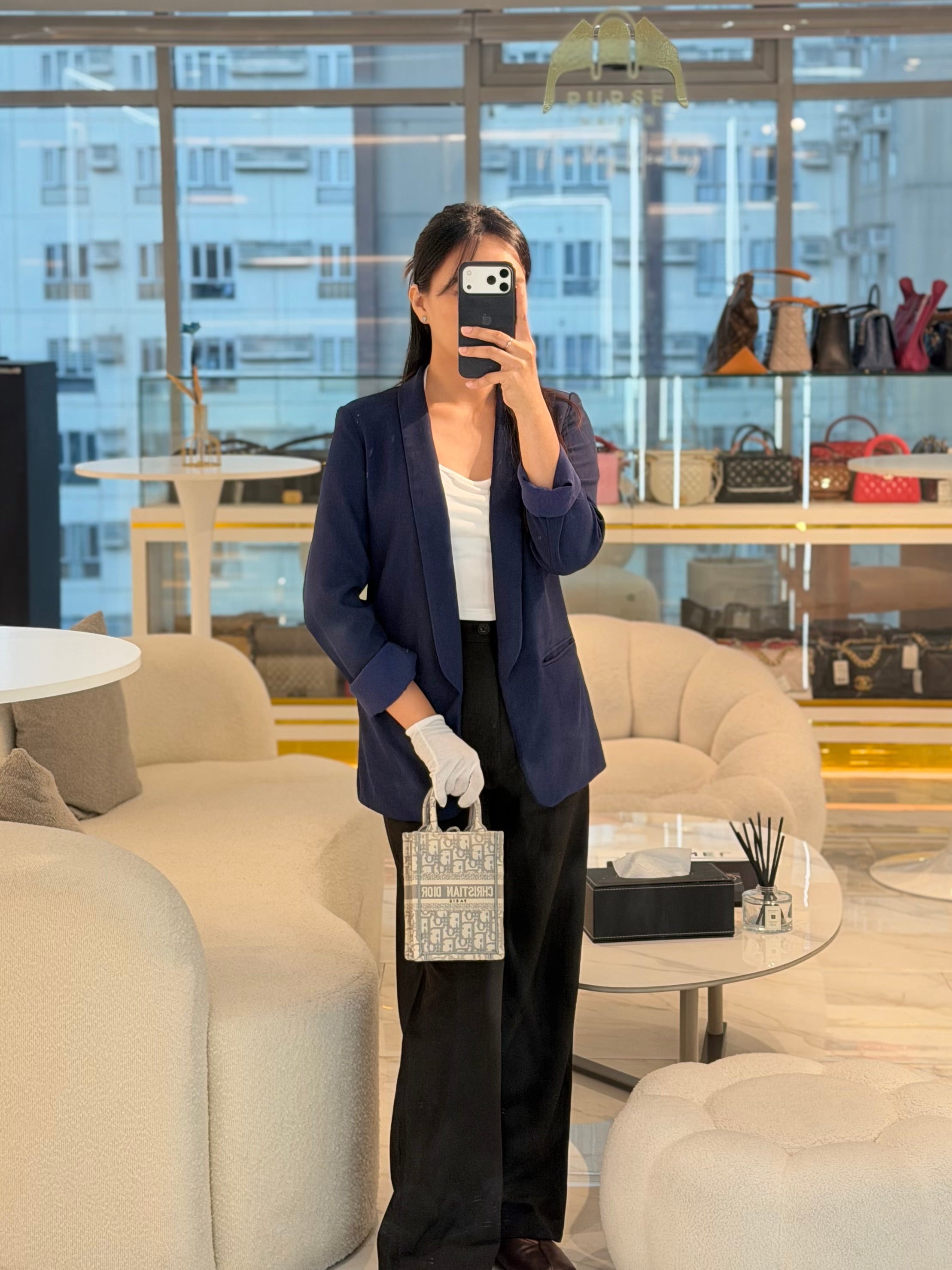 Mini Vertical Booktote Grey Oblique Canvas | Purse Maison Luxury Bags Shop