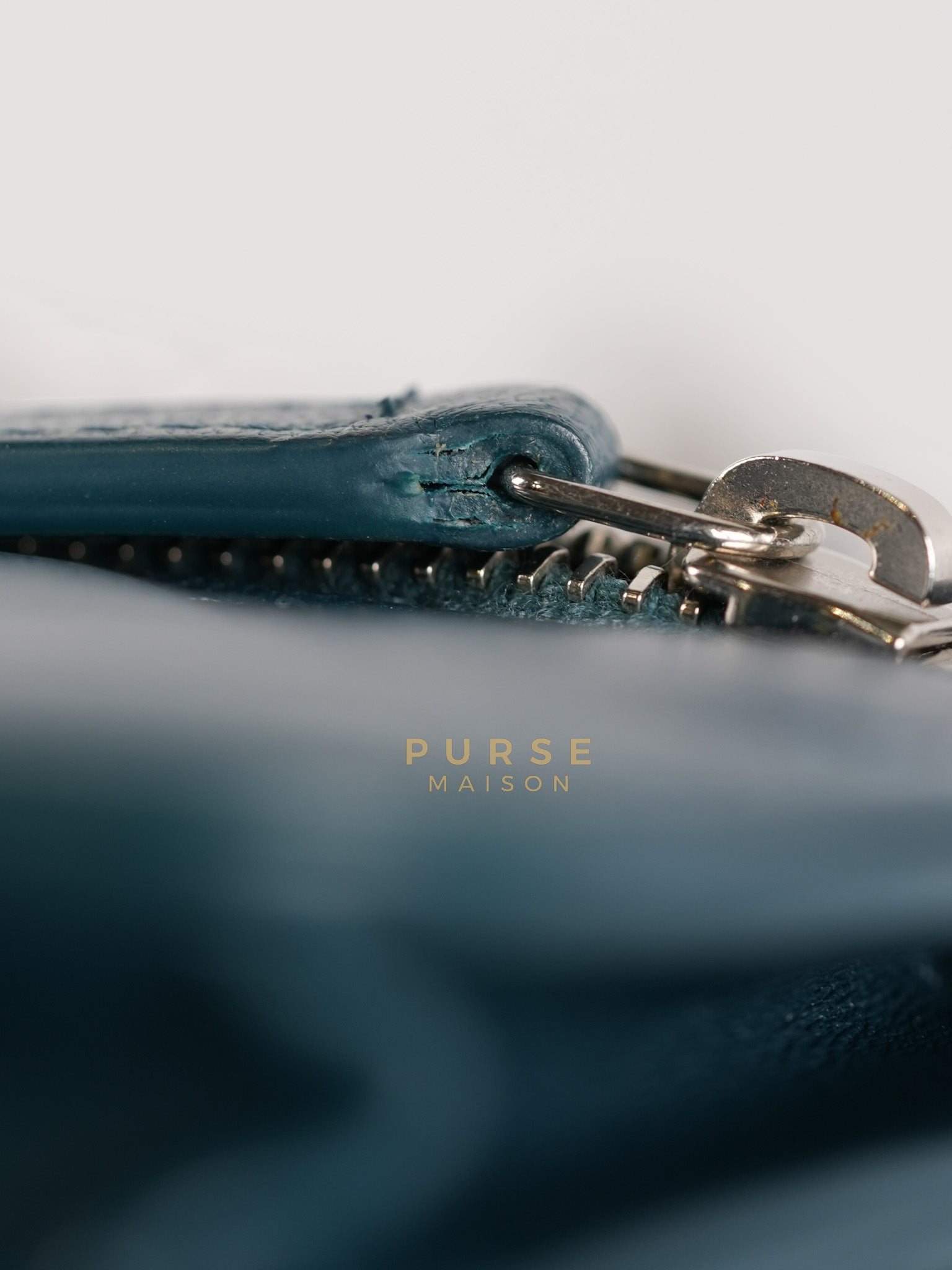 Mini Wallet on Chain in Teal Blue Quilted Lambskin Leather & Silver Hardware Series 30 | Purse Maison Luxury Bags Shop